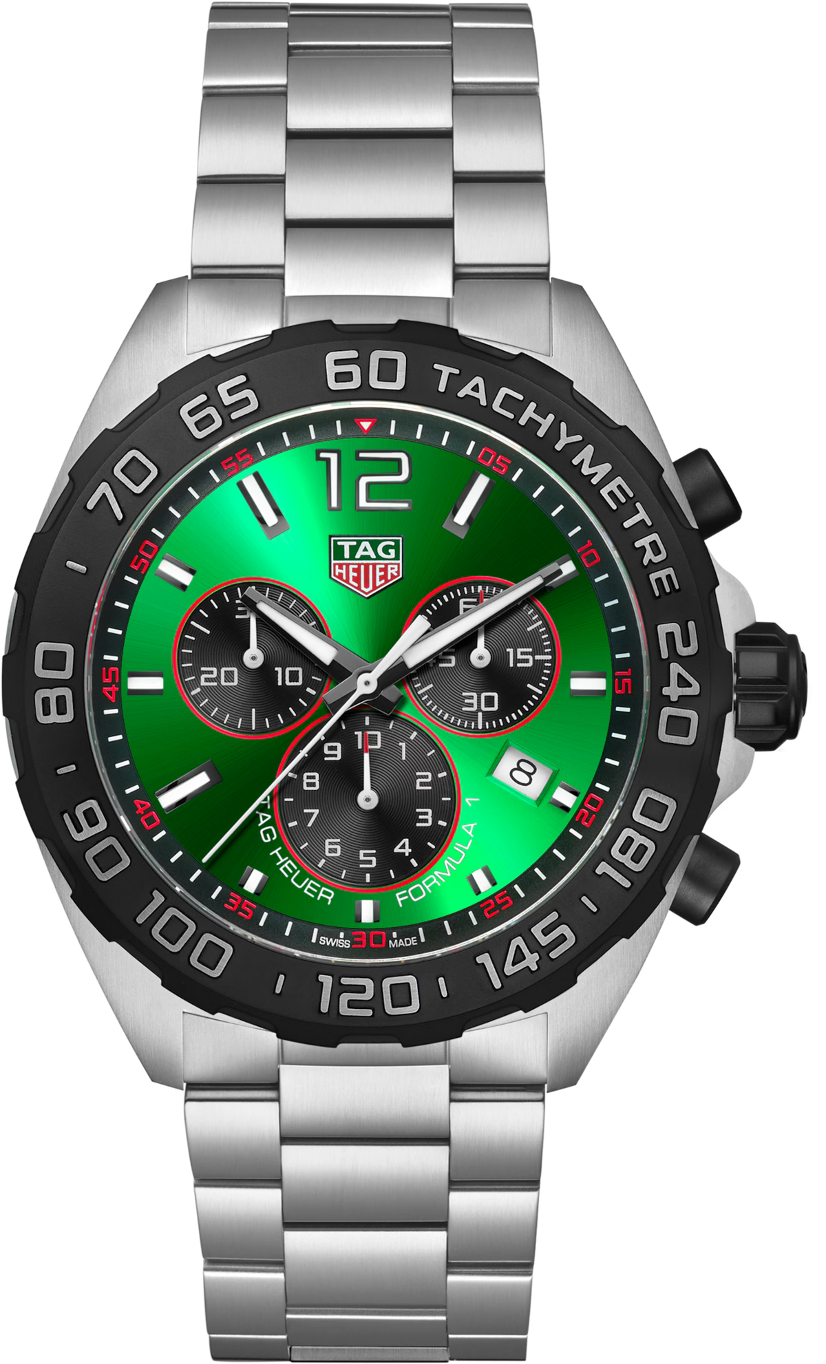 TAG Heuer Formula 1 43mm Quartz Green Dial Silver Steel Watch