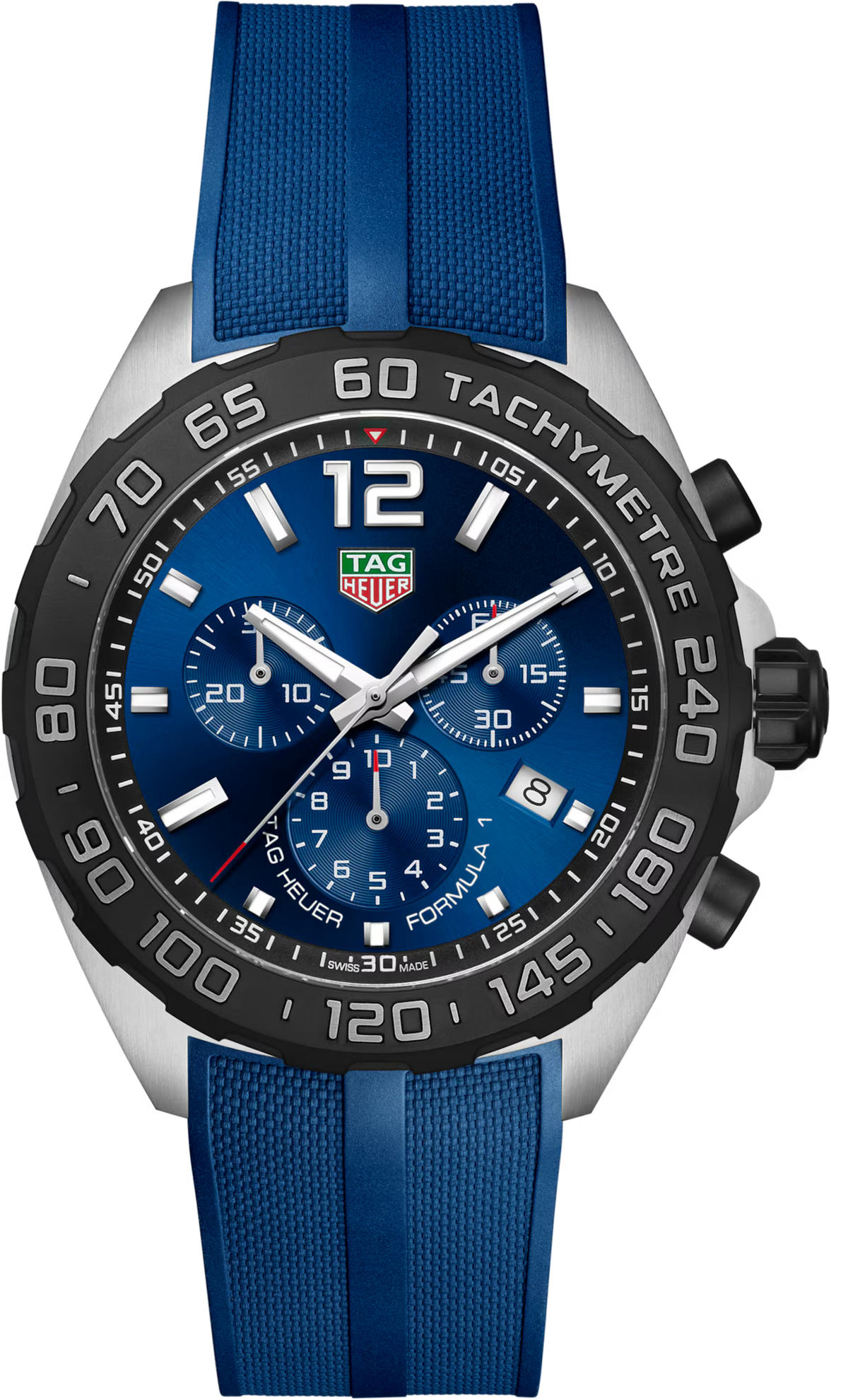 TAG Heuer Formula 1 43mm Quartz Blue Sunray brushed Dial Blue Rubber Watch