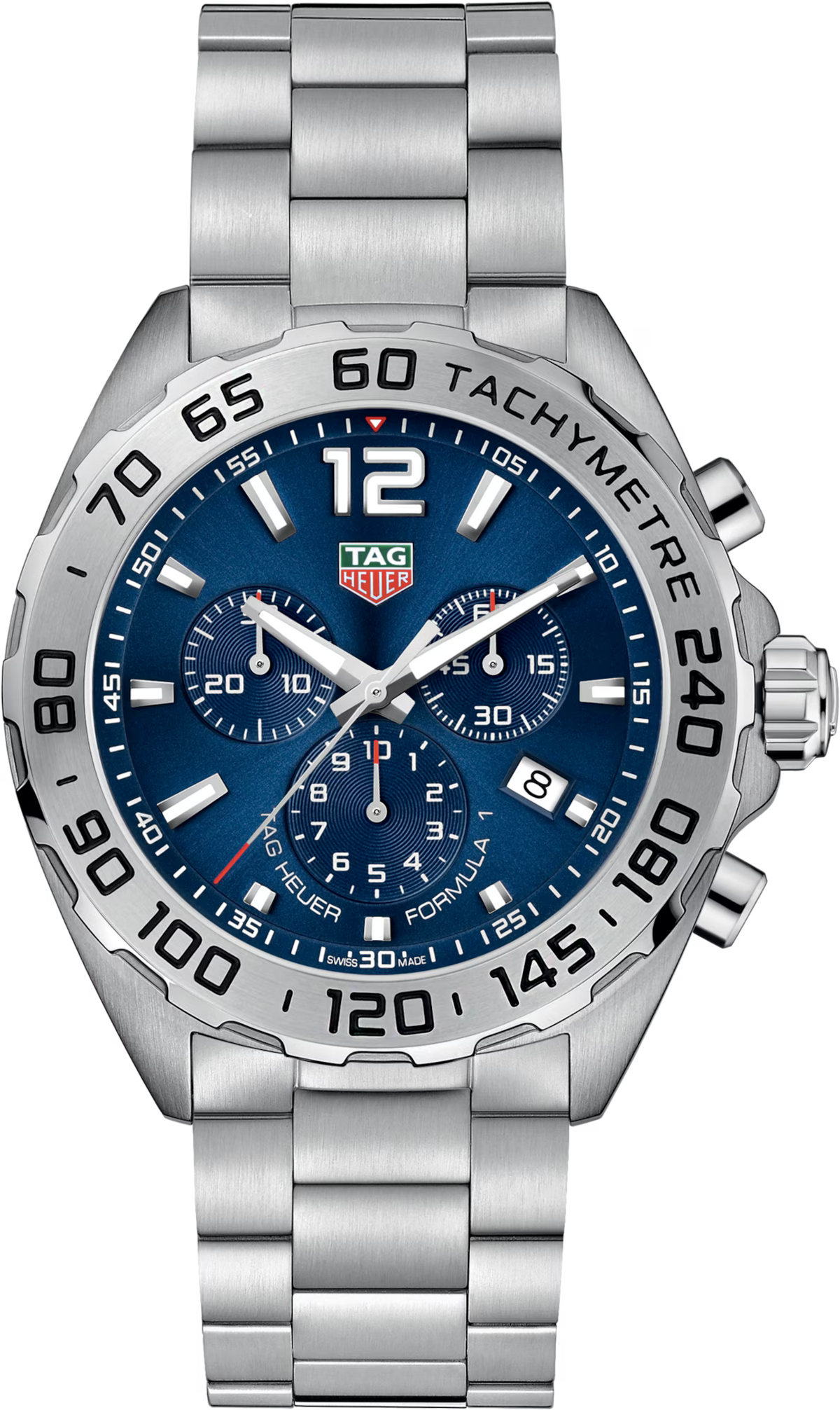 TAG Heuer Formula 1 43mm Quartz Blue Sunray brushed Applied Dial Silver Steel Watch