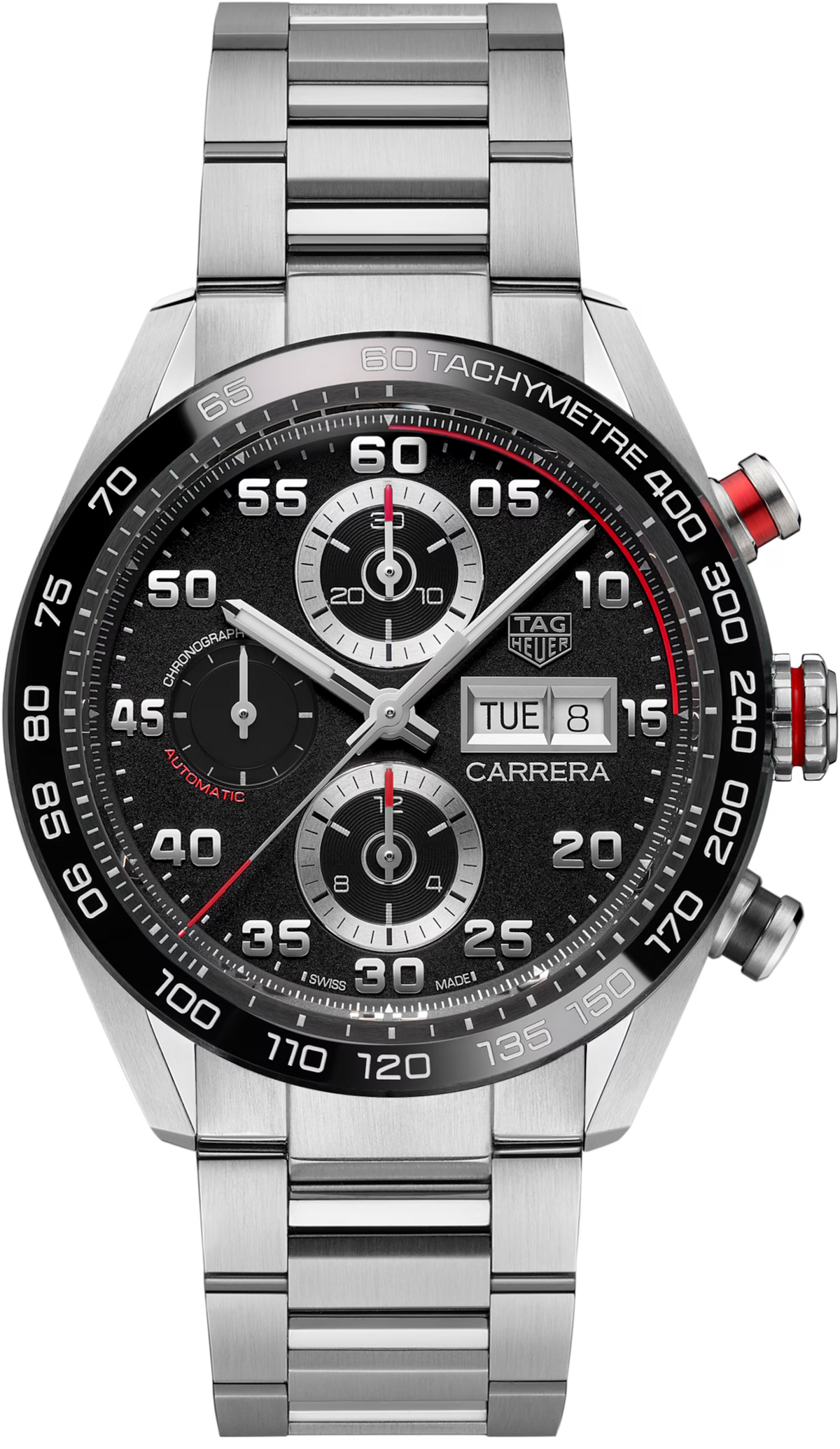 TAG Heuer Carrera 44mm Automatic Black Dial Silver Steel Watch