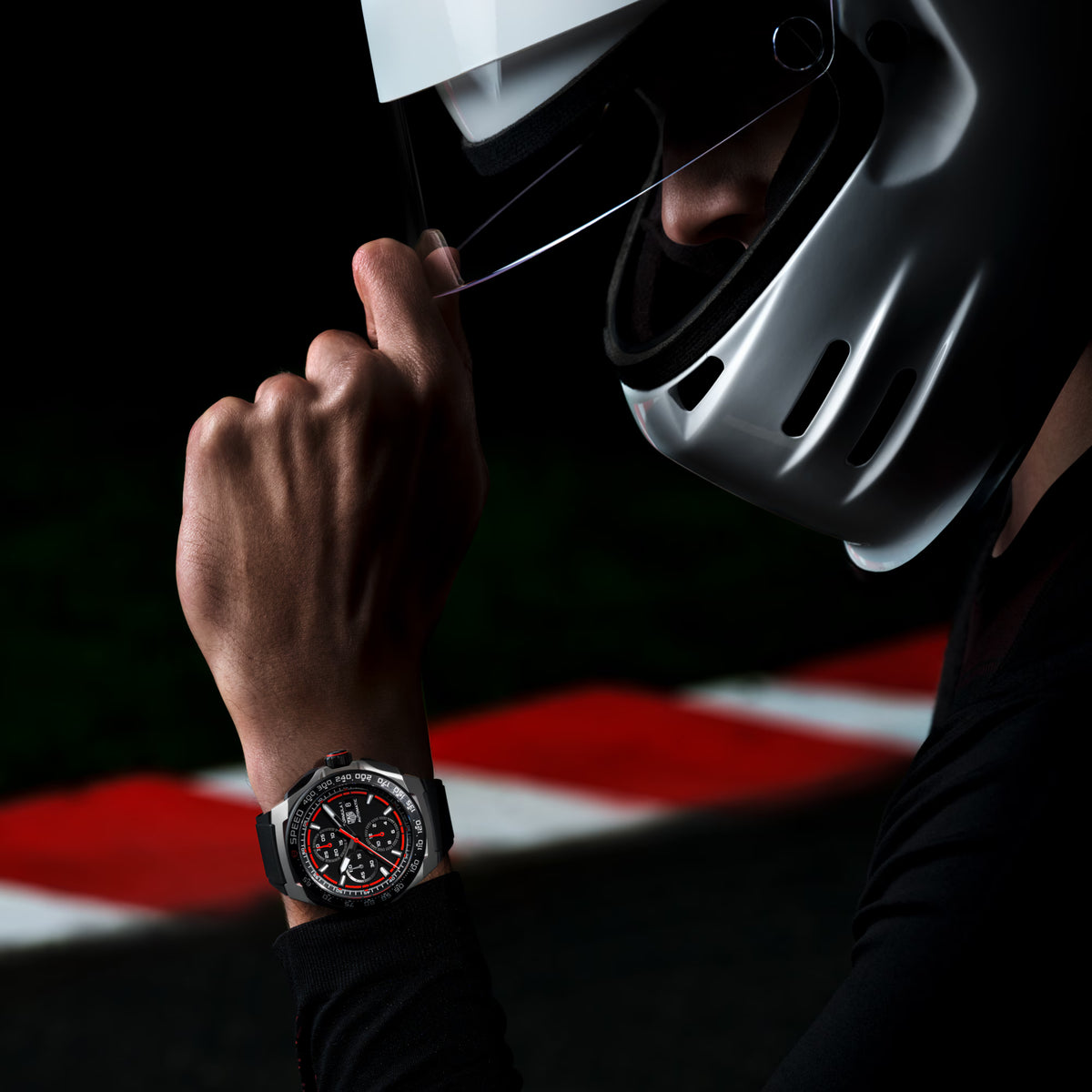 TAG Heuer Formula 1 44mm Automatic Black & Red Opalin Dial Black Rubber Watch