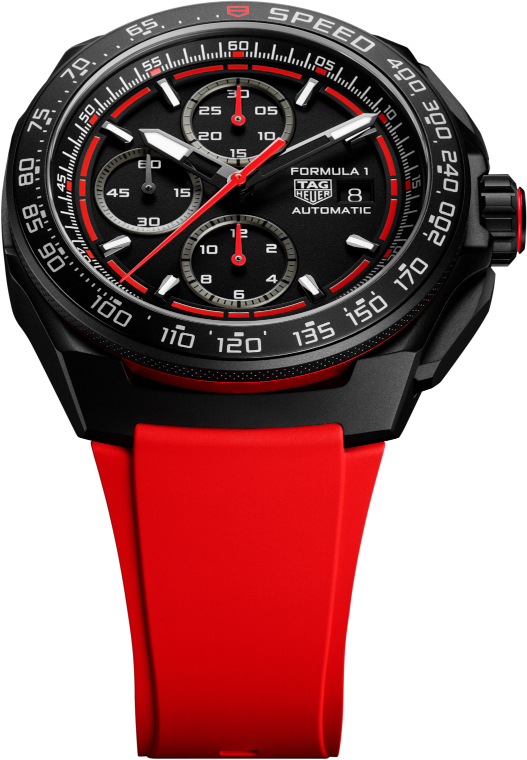 TAG Heuer Formula 1 44mm Automatic Black & Red Opalin Dial Red Rubber Watch