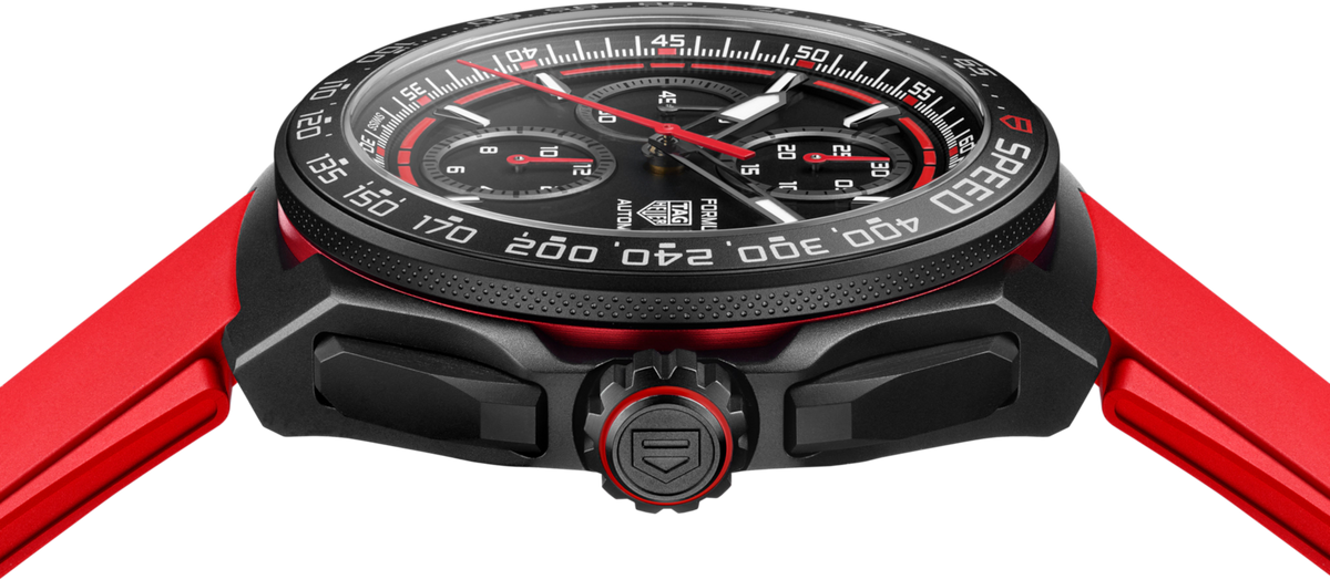 TAG Heuer Formula 1 44mm Automatic Black & Red Opalin Dial Red Rubber Watch