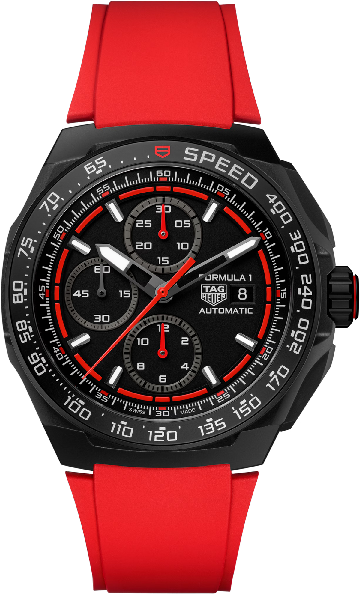 TAG Heuer Formula 1 44mm Automatic Black & Red Opalin Dial Red Rubber Watch