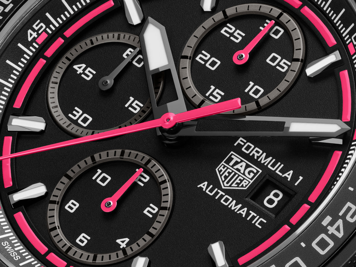 TAG Heuer Formula 1 44mm Automatic Black & Pink Opalin Dial Black & pink Rubber Watch