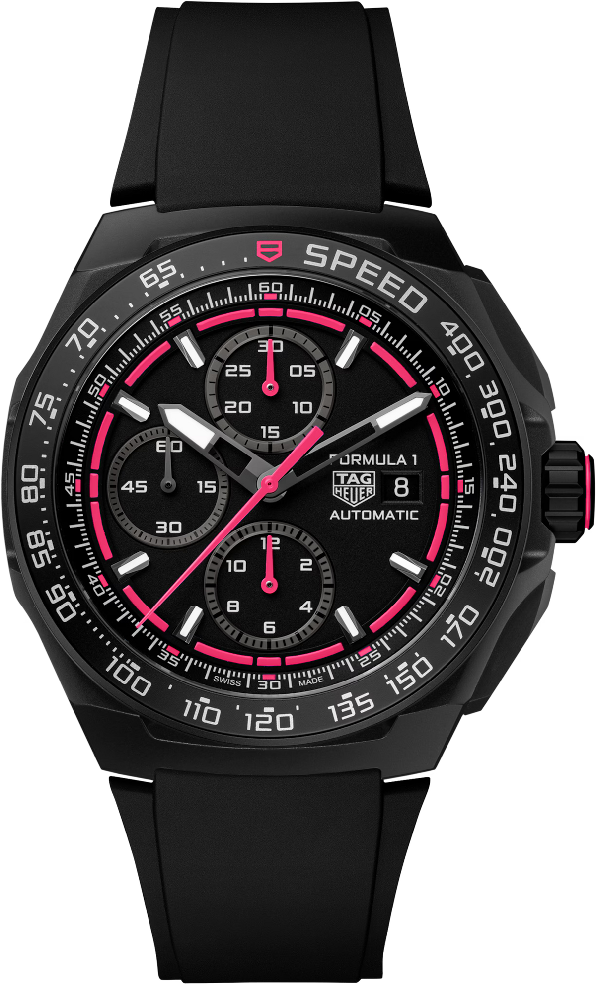 TAG Heuer Formula 1 44mm Automatic Black & Pink Opalin Dial Black & pink Rubber Watch