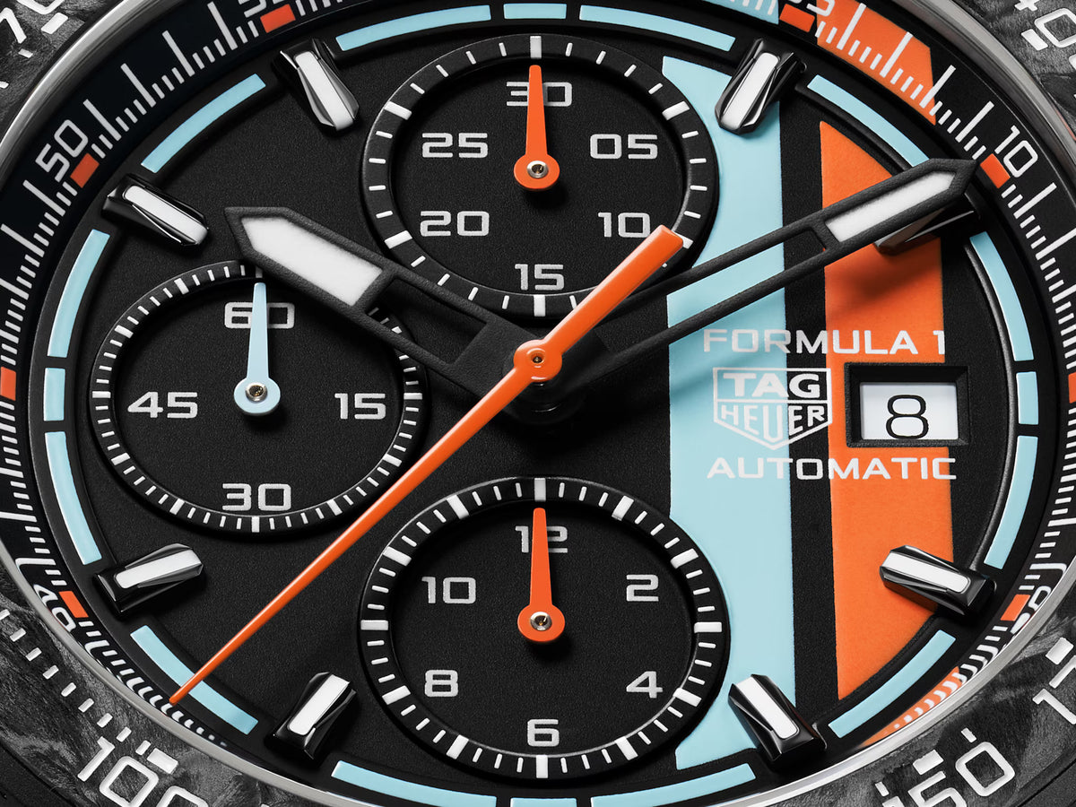 [SIMCHA-TOP500:TAG-HEUER:CBZ208B.BF0009:07] TAG Heuer Formula 1 Chronograph x Gulf CBZ208B.BF0009 Automatic, 44 mm, Titanium coated with black DLC