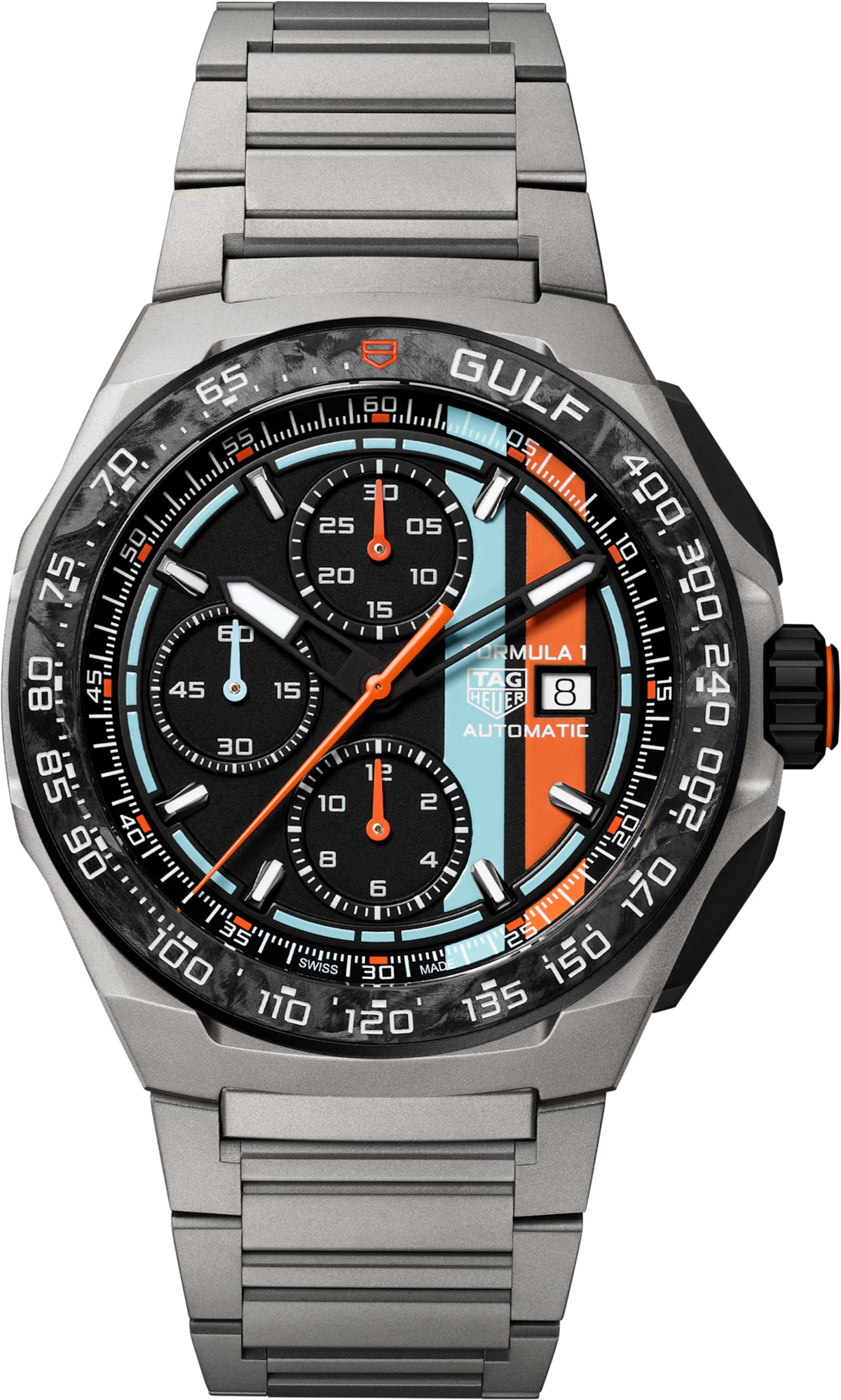 [SIMCHA-TOP500:TAG-HEUER:CBZ208B.BF0009:01] TAG Heuer Formula 1 Chronograph x Gulf CBZ208B.BF0009 Automatic, 44 mm, Titanium coated with black DLC