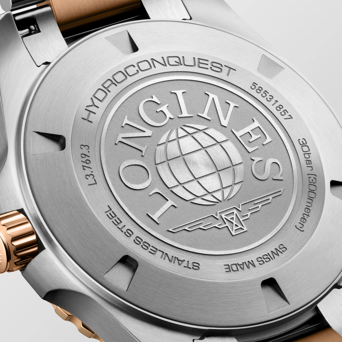 Longines HydroConquest 42.00mm Quartz Black sandblasted Dial Red Stainless Steel Bracelet Watch