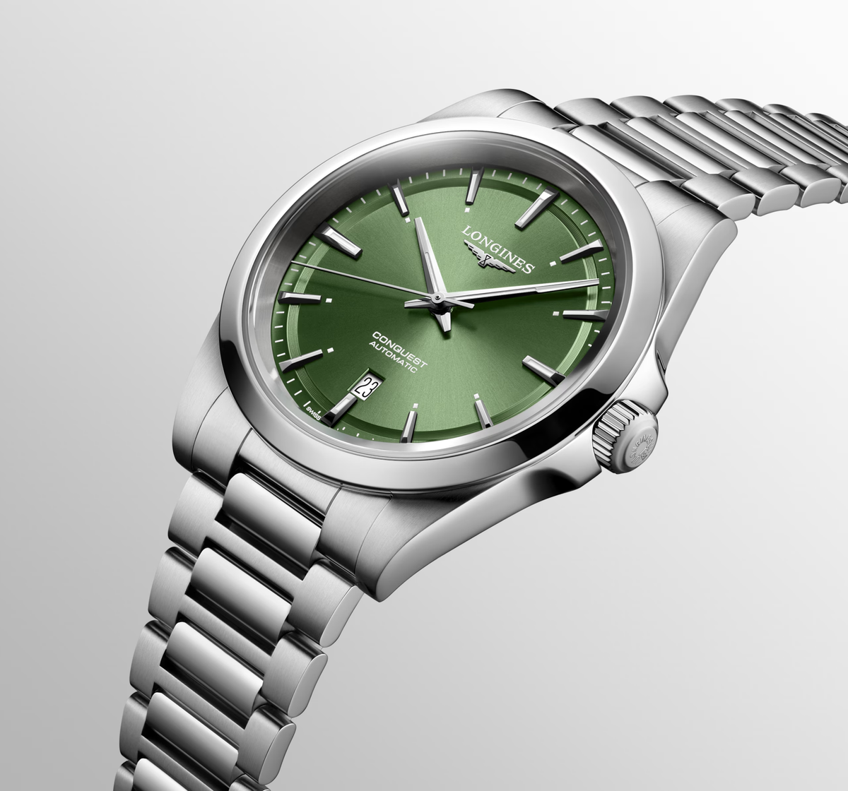 Longines Conquest 41.00mm Automatic Sunray green Dial Stainless Steel Bracelet Watch