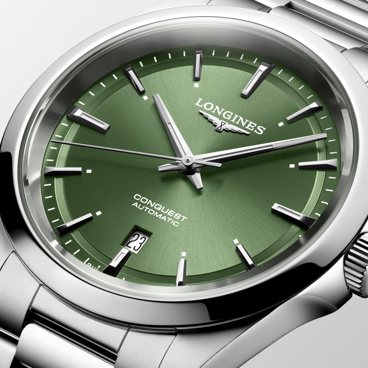 Longines Conquest 41.00mm Automatic Sunray green Dial Stainless Steel Bracelet Watch