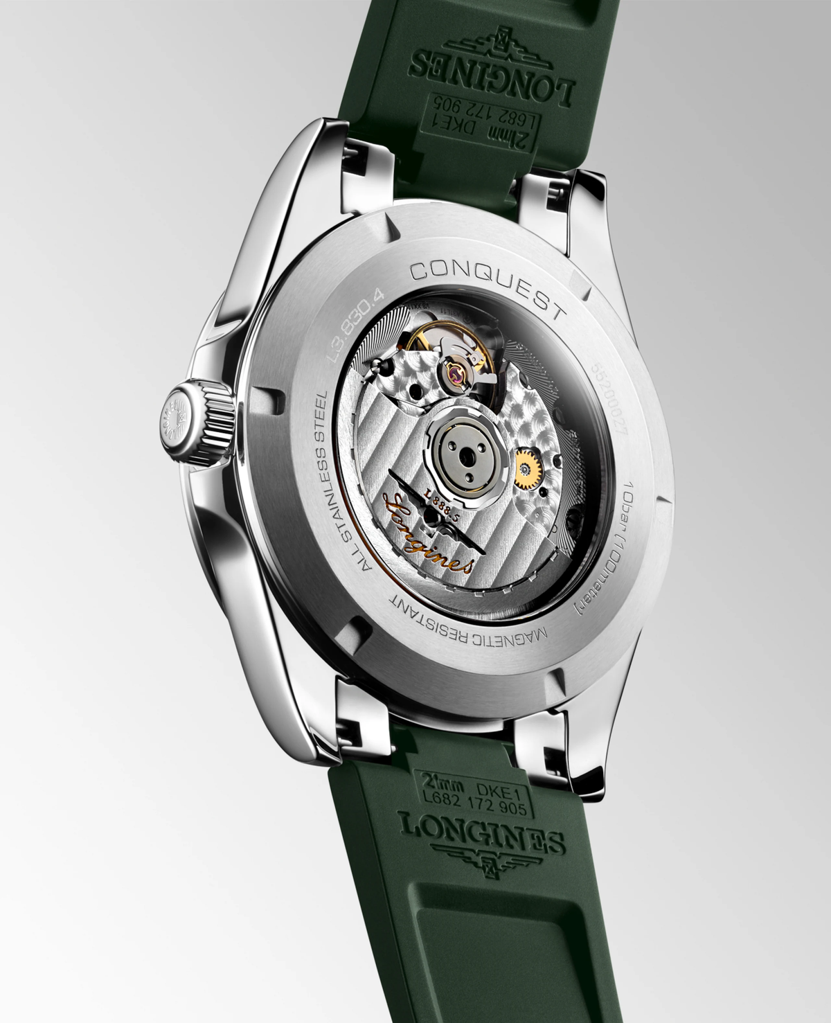 Longines Conquest 41.00mm Automatic Sunray green Dial Green Rubber Strap Watch
