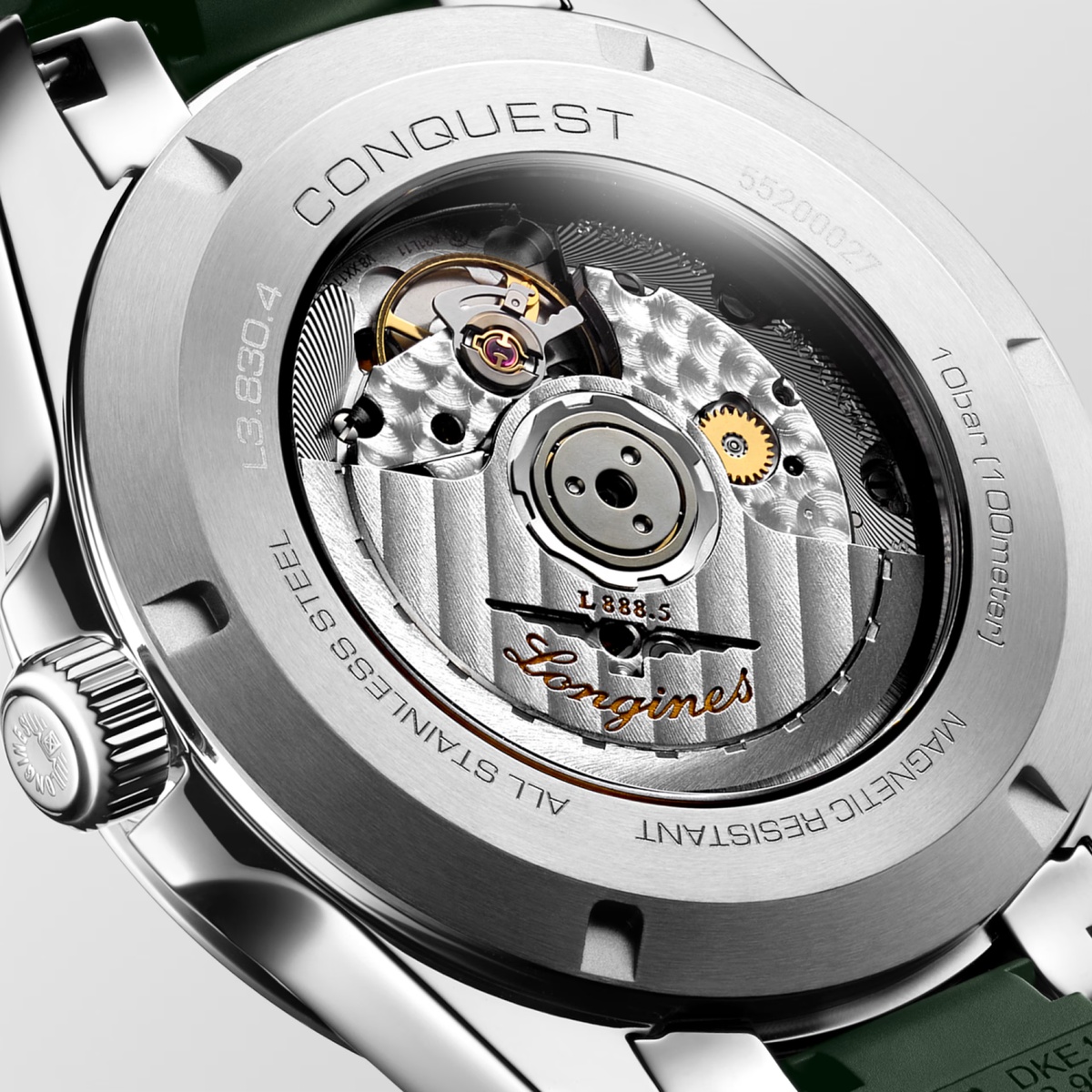 Longines Conquest 41.00mm Automatic Sunray green Dial Green Rubber Strap Watch