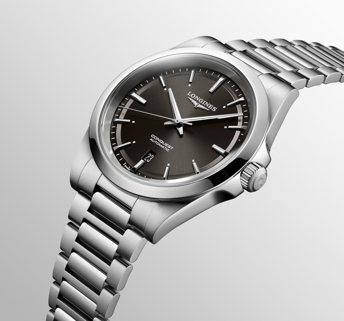 Longines Conquest 41.00mm Automatic Sunray black Dial Stainless Steel Bracelet Watch