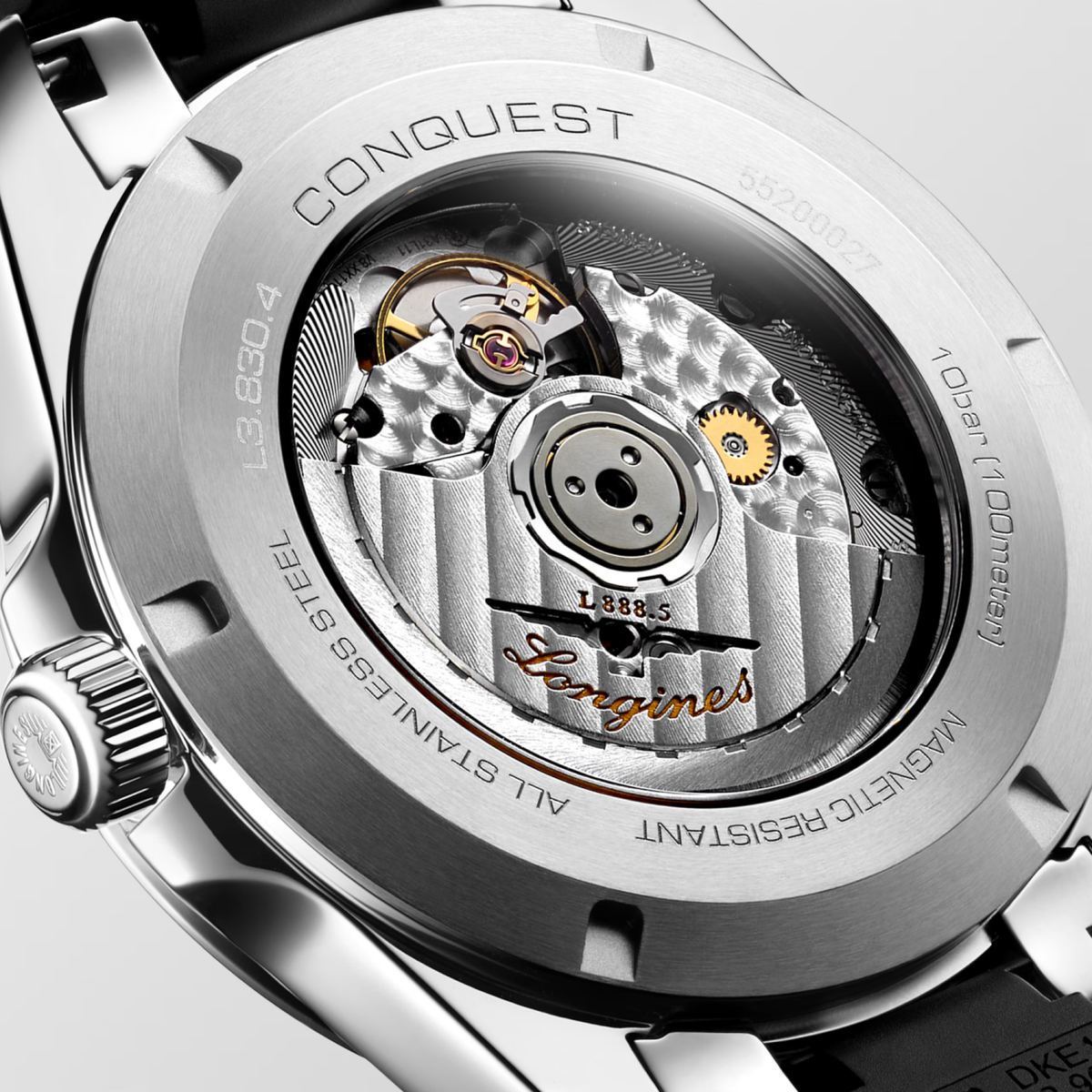 Longines Conquest 41.00mm Automatic Sunray black Dial Black Rubber Strap Watch