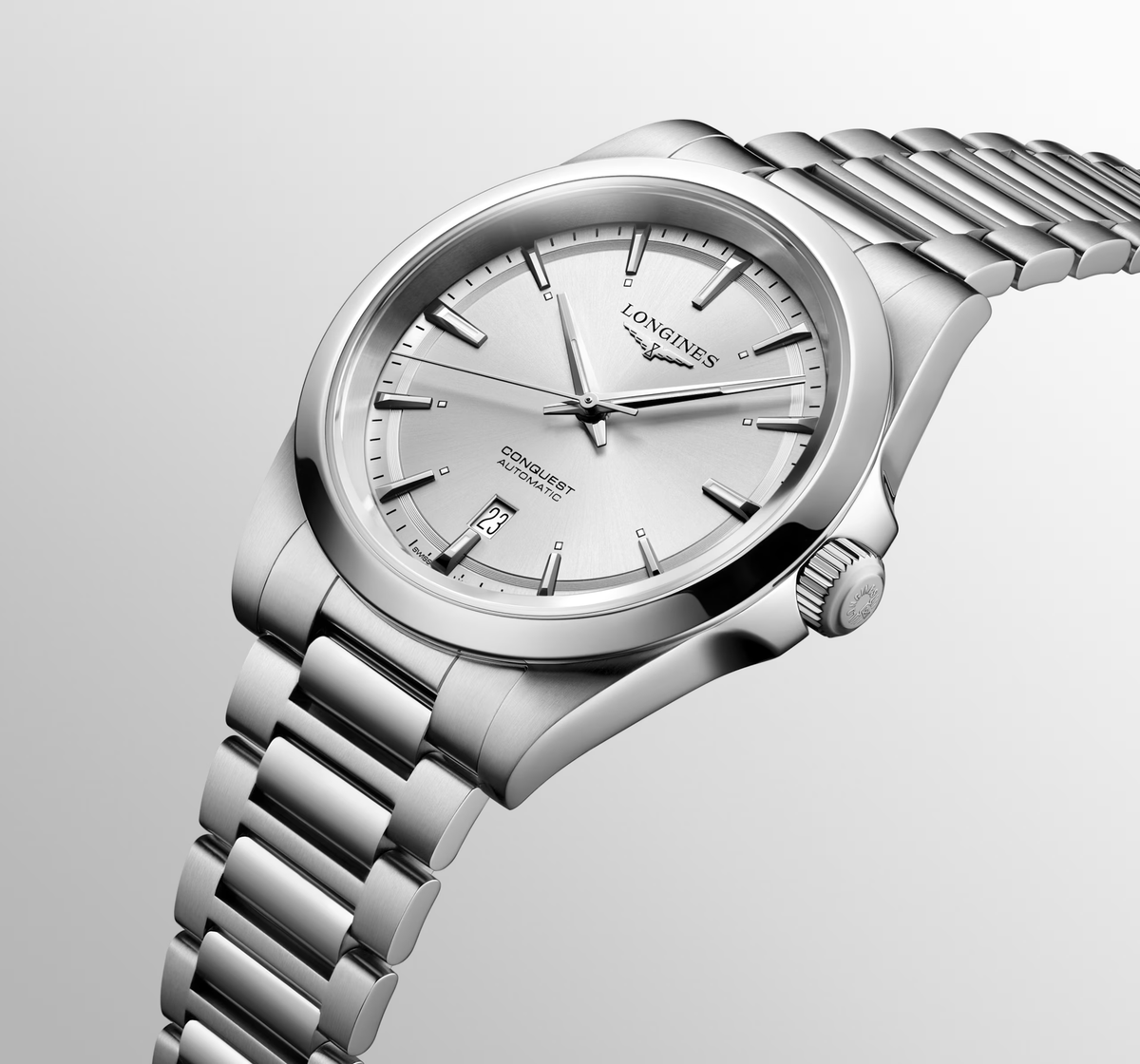 Longines Conquest 41.00mm Automatic Sunray silver Dial Stainless Steel Bracelet Watch