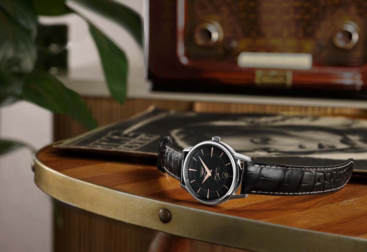 Longines Flagship Heritage 38.50mm Automatic Black Dial Black Alligator Strap Watch