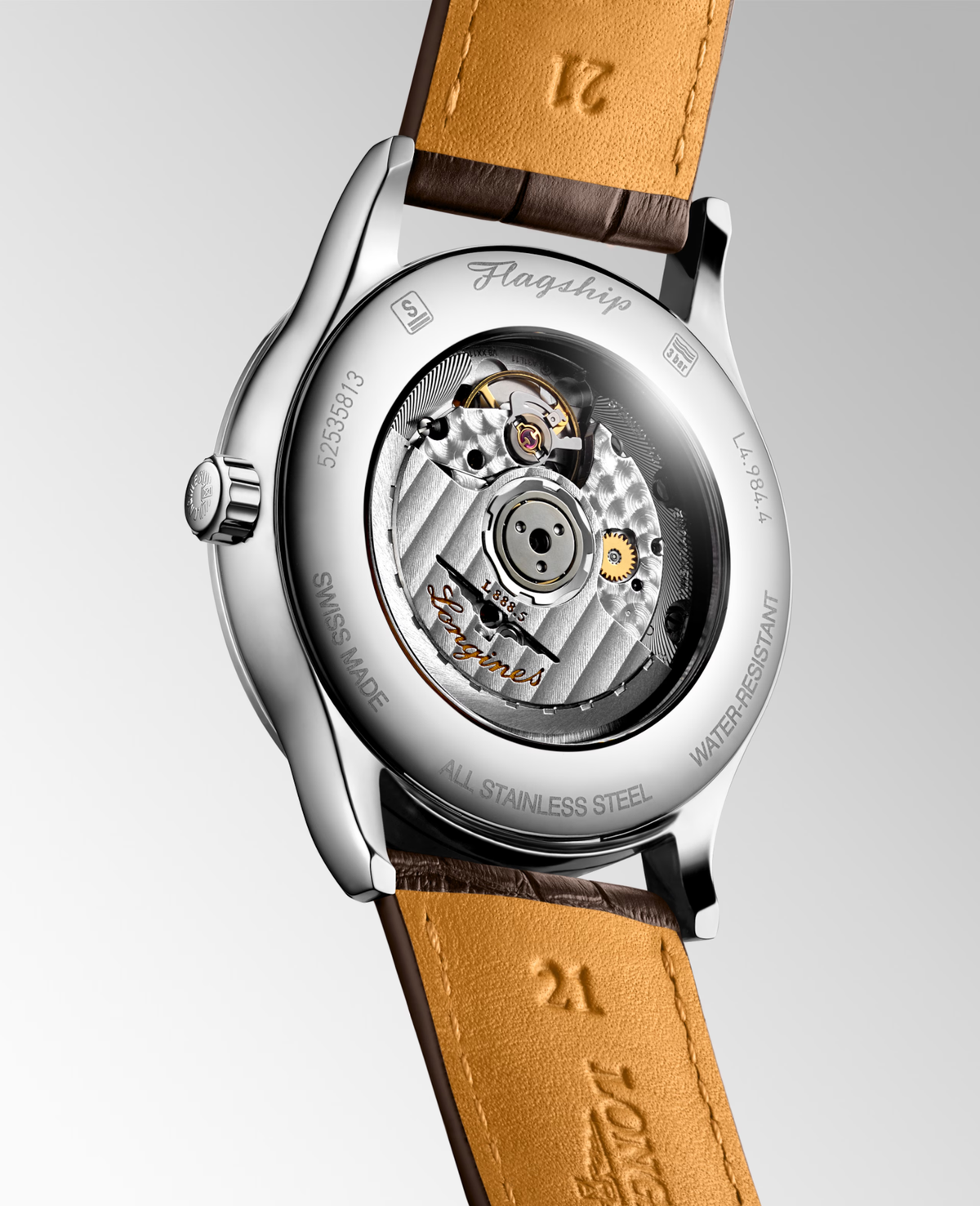 Longines Flagship Classic 40.00mm Automatic Beige Dial Brown Alligator Strap Watch