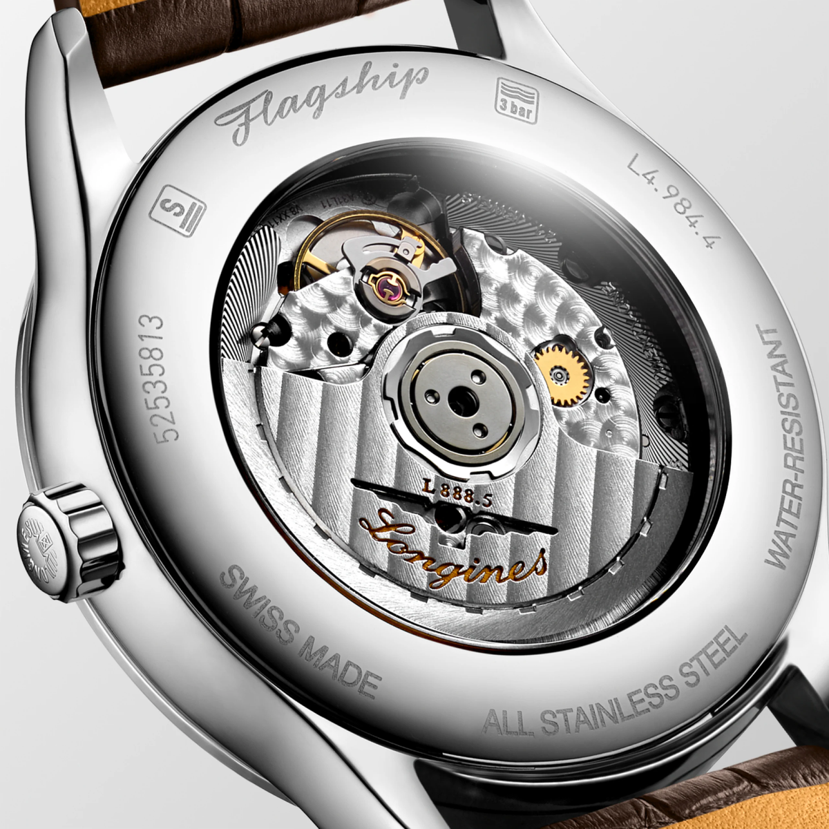 Longines Flagship Classic 40.00mm Automatic Beige Dial Brown Alligator Strap Watch