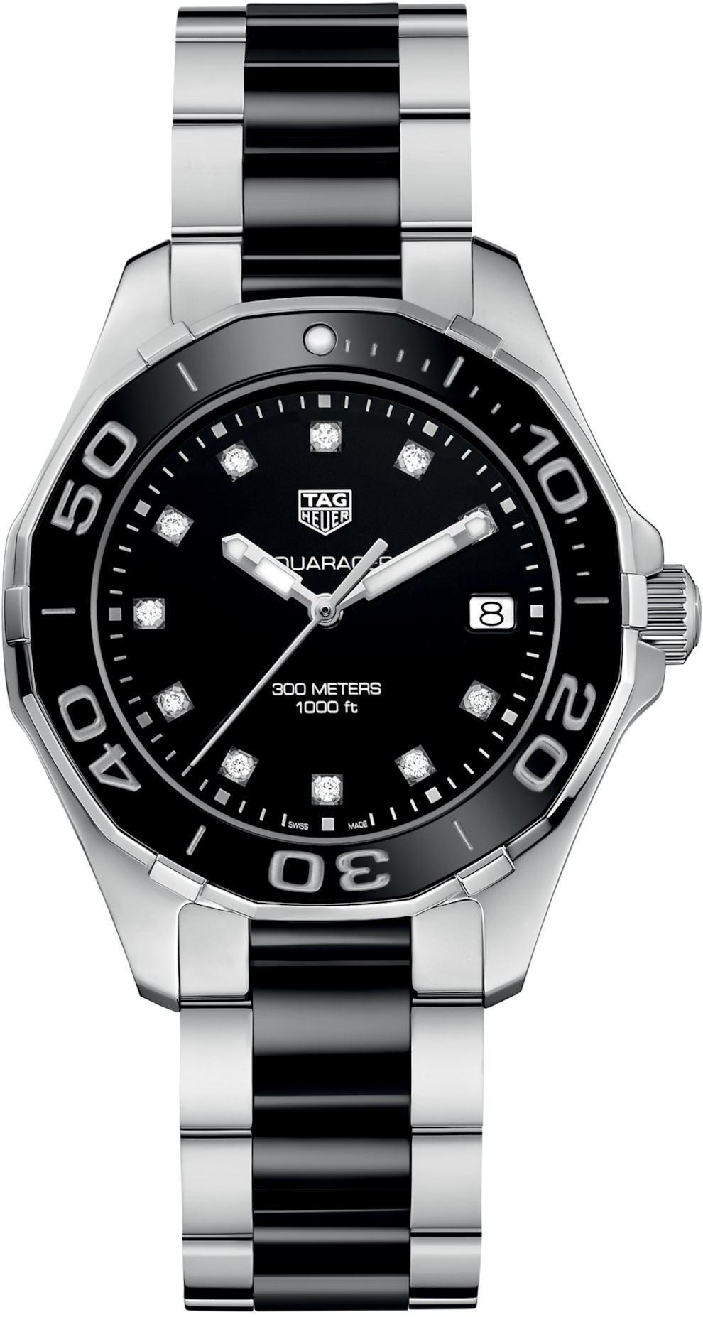 TAG Heuer Aquaracer 35mm Quartz Black Lacquered Dial Silver & black Steel & ceramic Watch