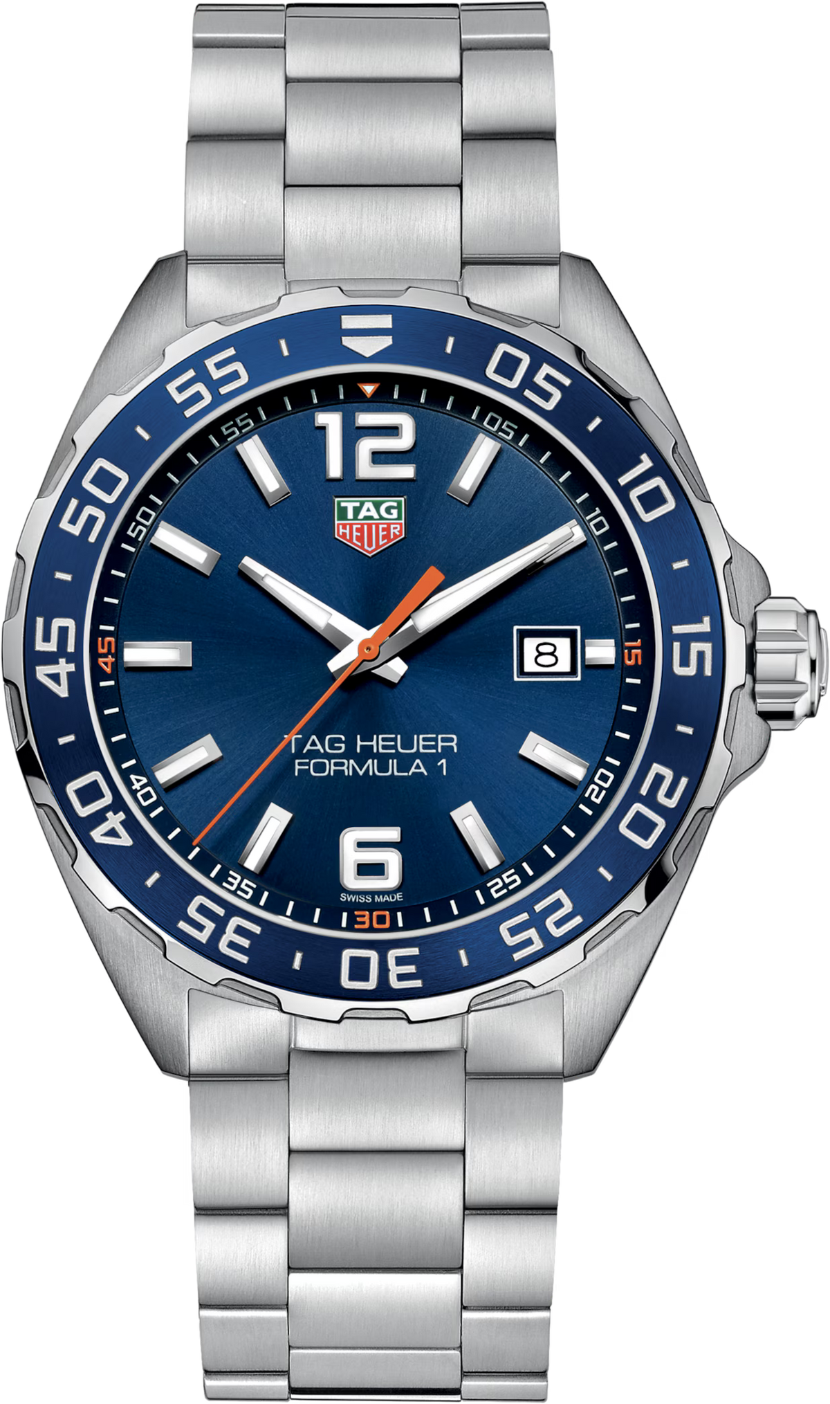 TAG Heuer Formula 1 43mm Quartz Blue Sunray brushed Dial Silver Steel Watch