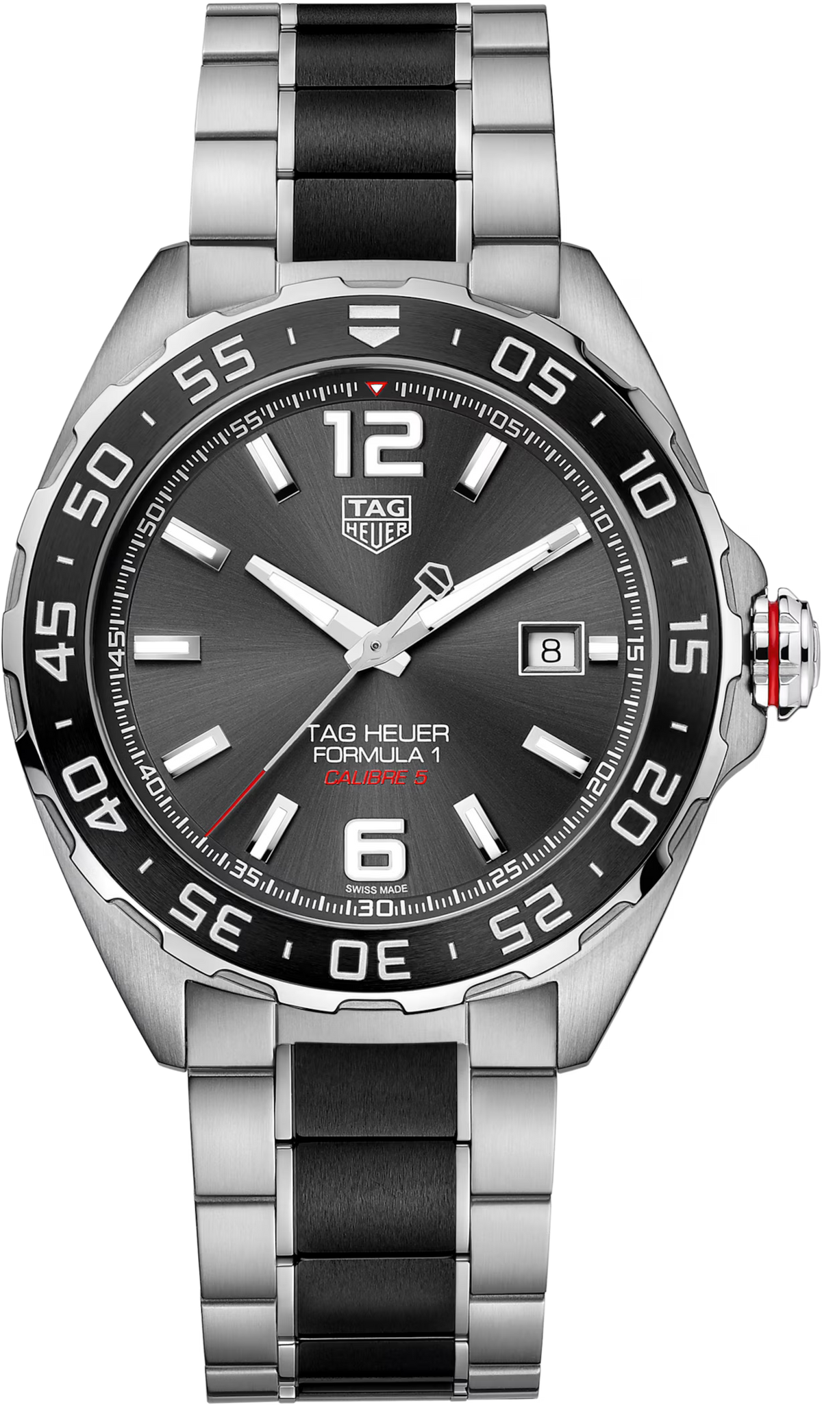 TAG Heuer Formula 1 43mm Automatic Grey Sunray brushed Dial Black Steel & ceramic Watch