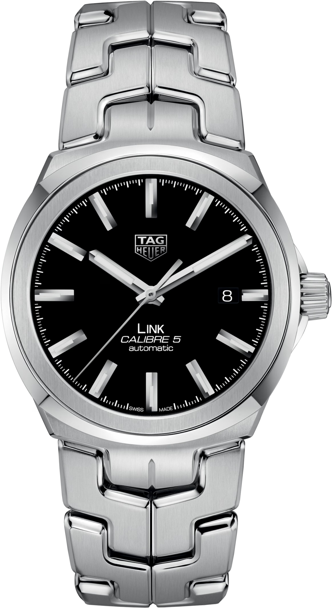 TAG Heuer Link 41mm Automatic Black Sunray brushed Dial Silver Steel Watch
