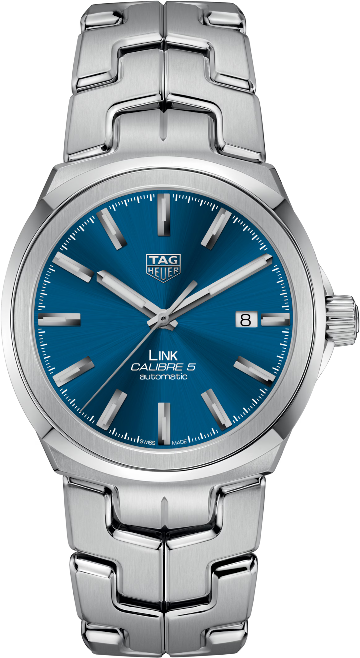 TAG Heuer Link 41mm Automatic Blue Sunray brushed Dial Silver Steel Watch