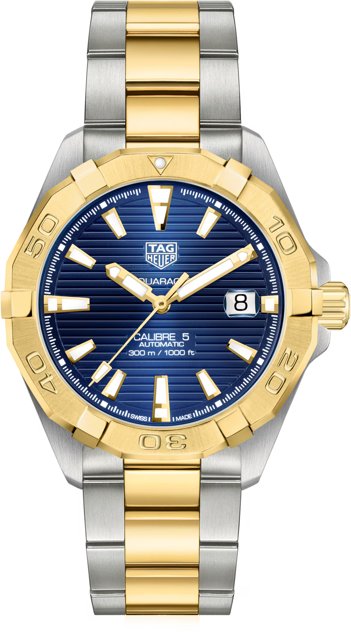 TAG Heuer Aquaracer 41mm Automatic Blue Sunray brushed Dial Silver & gold Steel plated Watch
