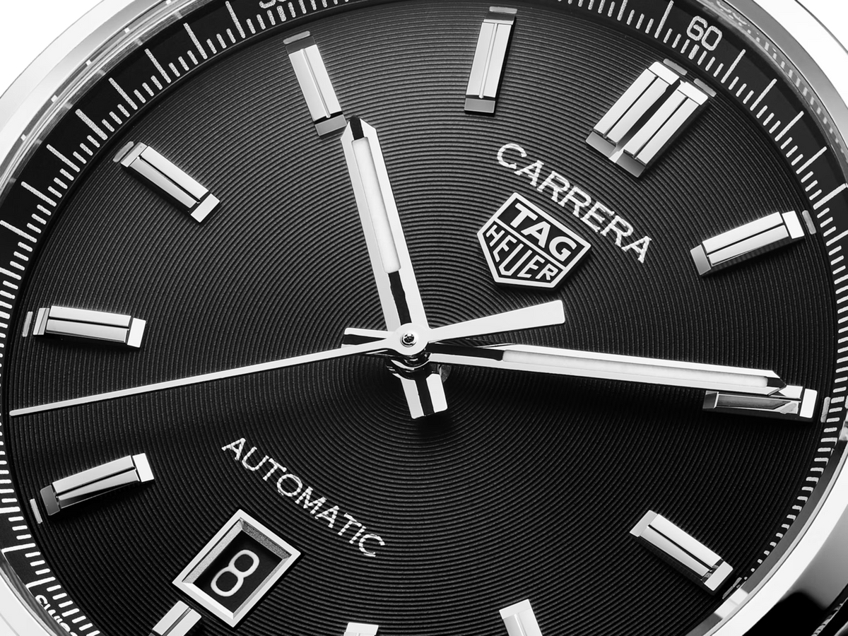 TAG Heuer Carrera 39mm Automatic Black "Azurage" Dial Black Leather Watch