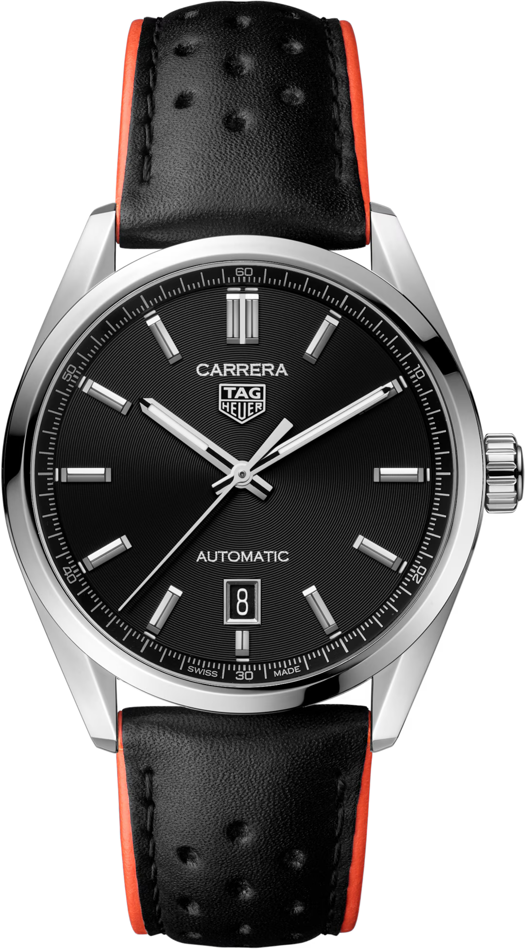 TAG Heuer Carrera 39mm Automatic Black "Azurage" Dial Black Leather Watch
