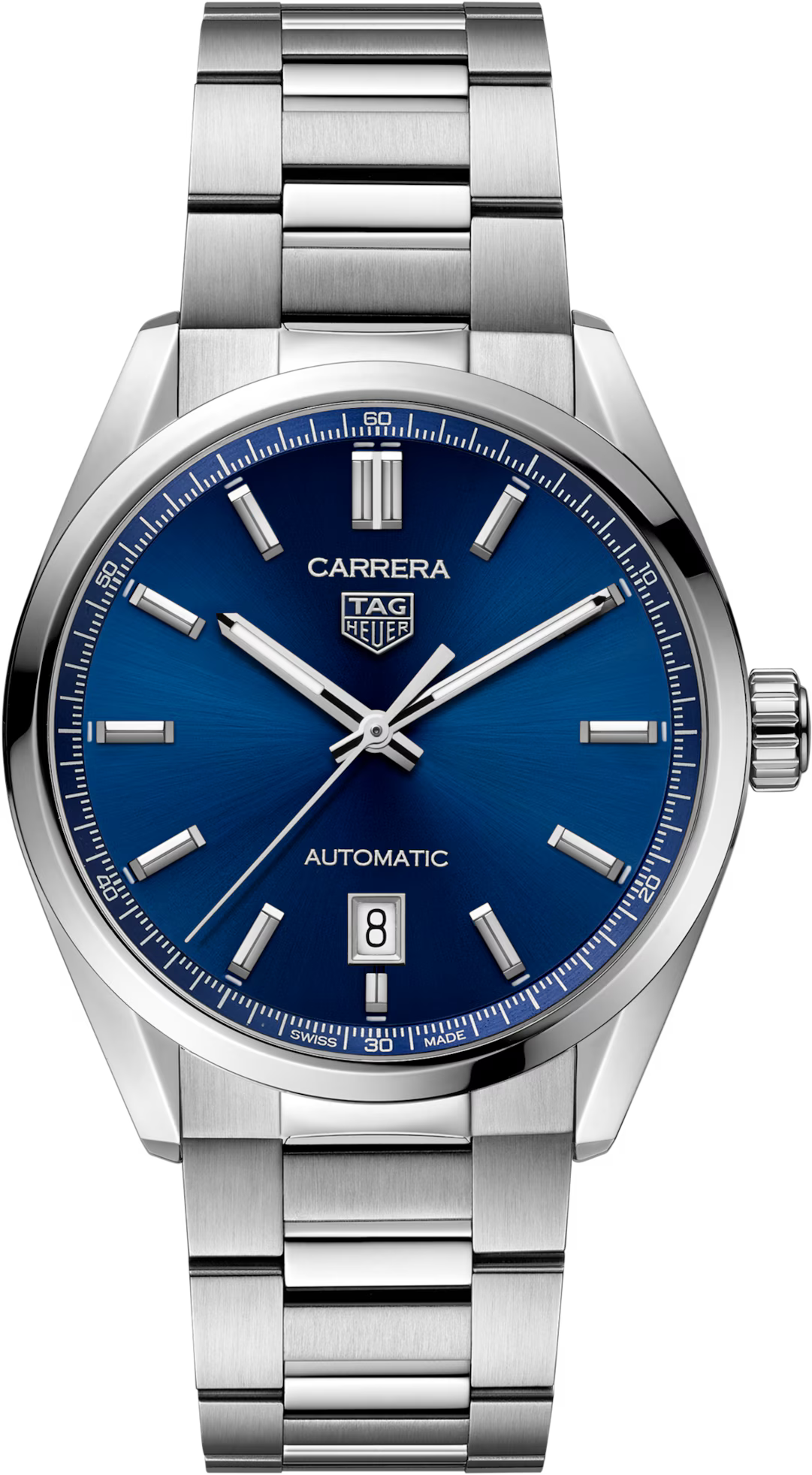 TAG Heuer Carrera 39mm Automatic Blue Dial Silver Steel Watch