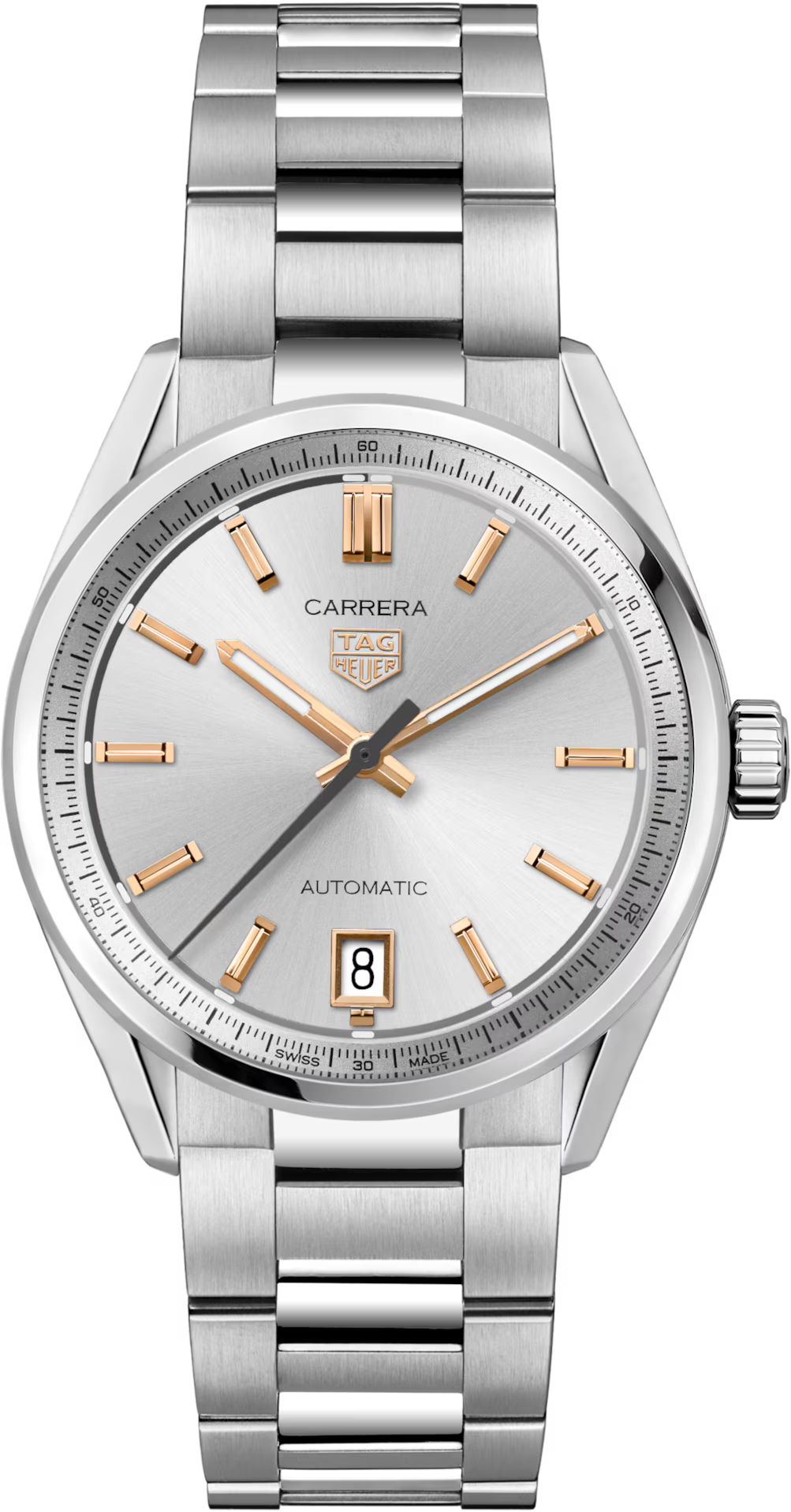 TAG Heuer Carrera 36mm Automatic Silver Dial Silver Steel Watch
