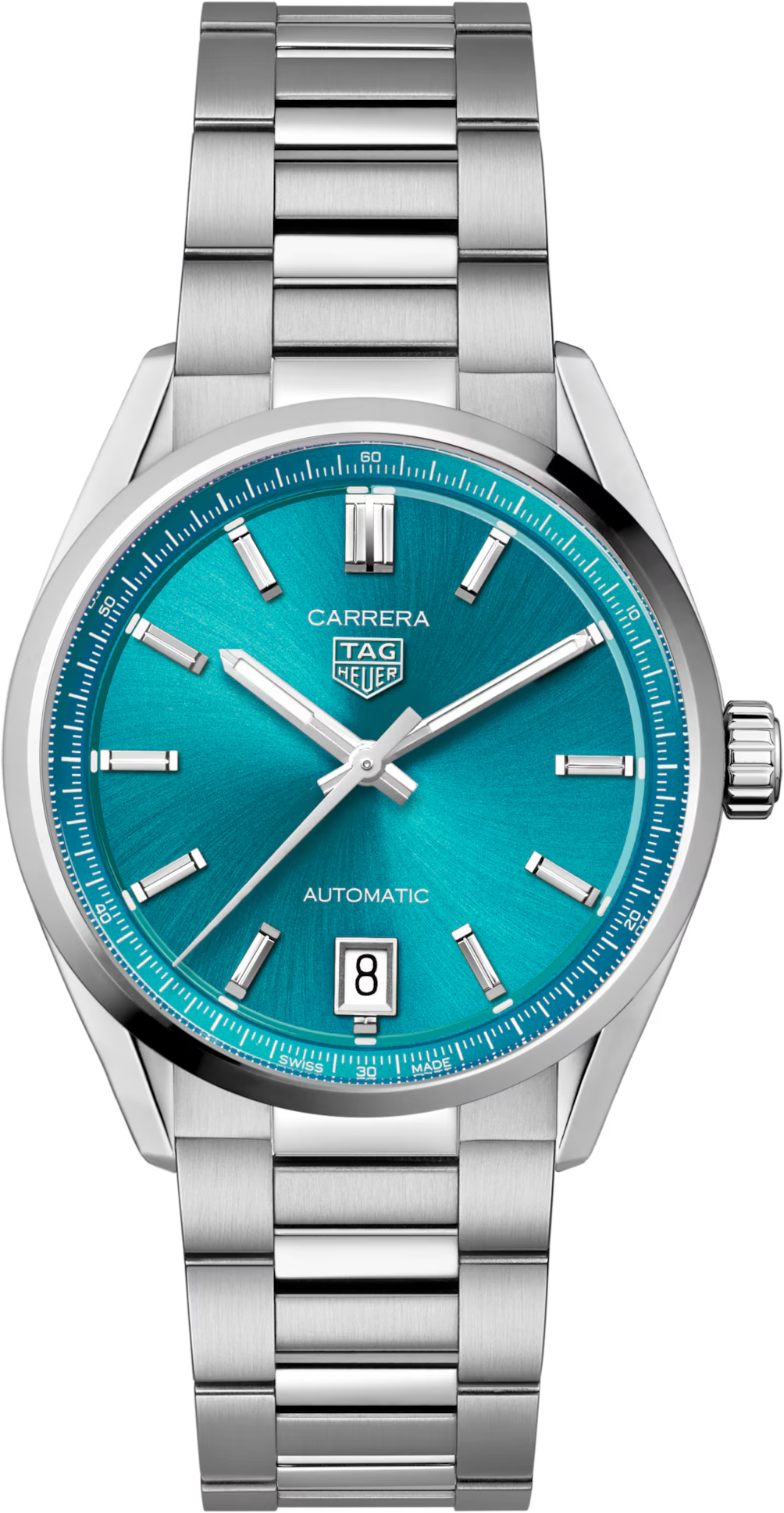 TAG Heuer Carrera 36mm Automatic Blue Snailed Dial Silver Steel Watch