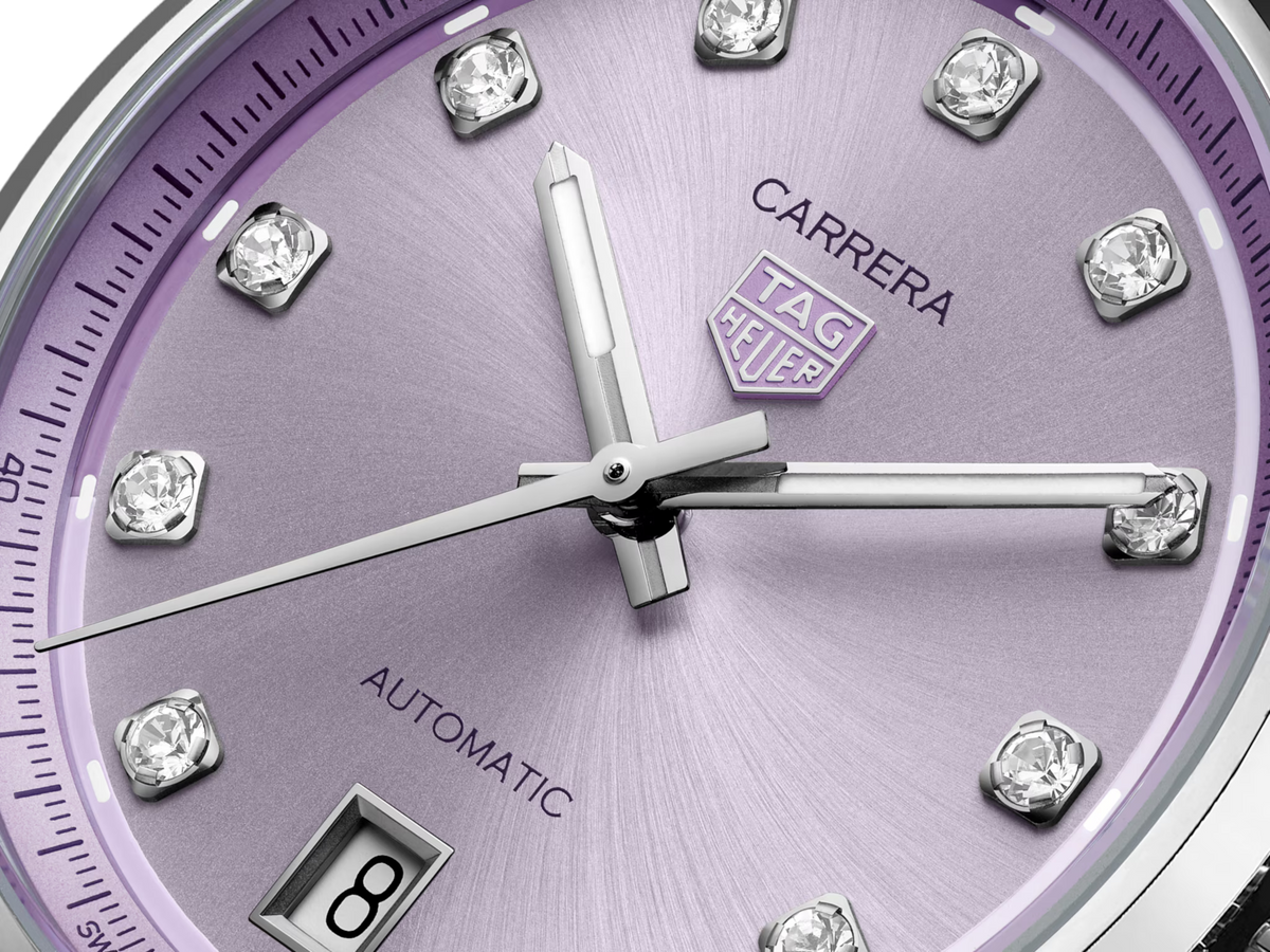 TAG Heuer Carrera 36mm Automatic Purple Snailed Dial Silver Steel Watch