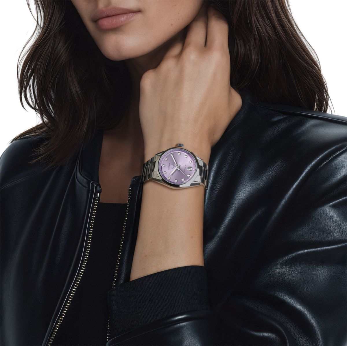 TAG Heuer Carrera 36mm Automatic Purple Snailed Dial Silver Steel Watch