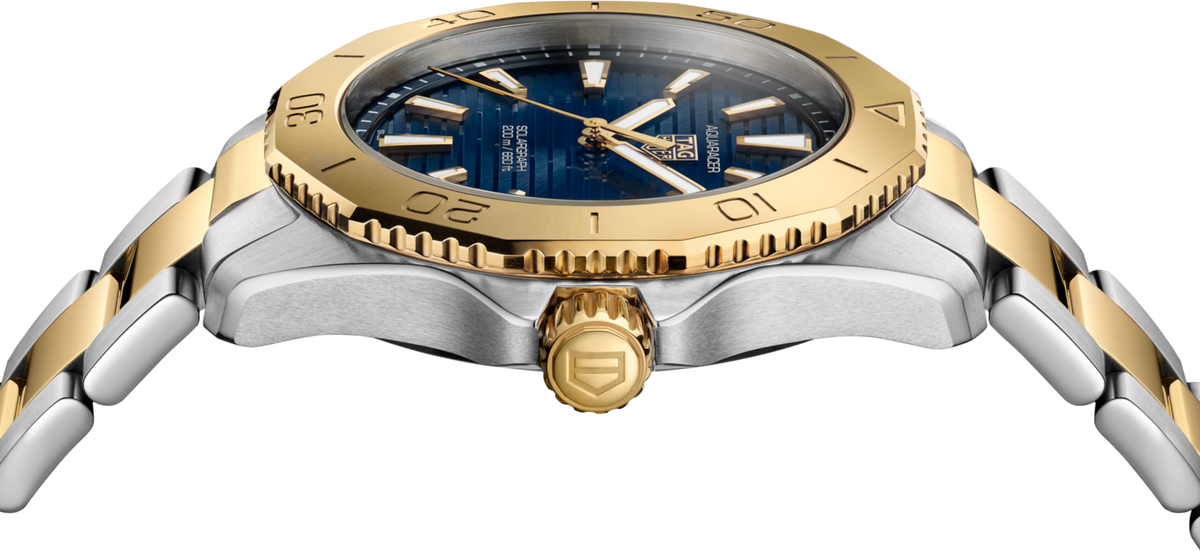 TAG Heuer Aquaracer 40mm Solargraph Blue Sunray brushed Dial Silver & gold Steel plated Watch