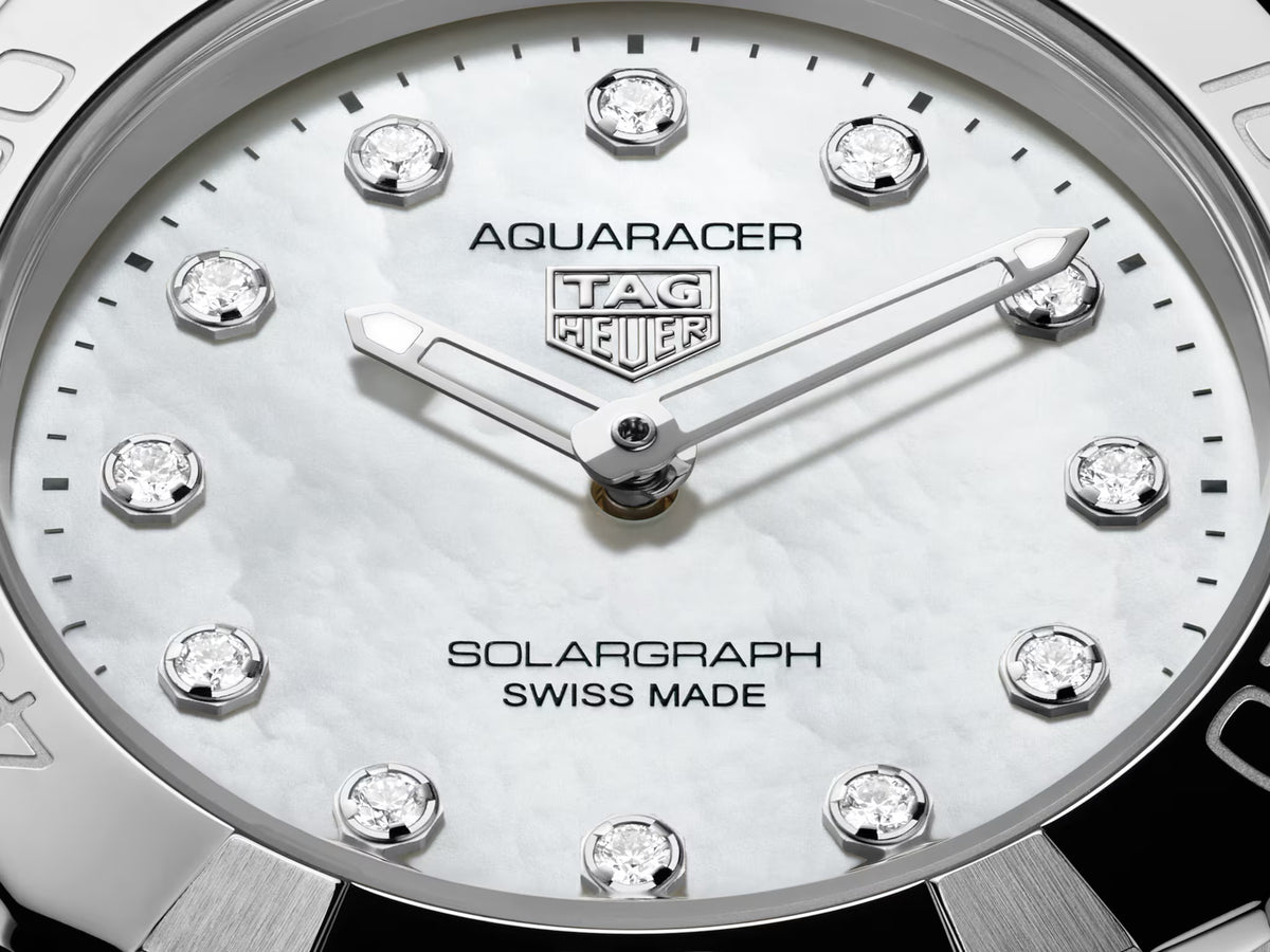 TAG Heuer Aquaracer 28mm Solargraph White Dial Silver Steel Watch