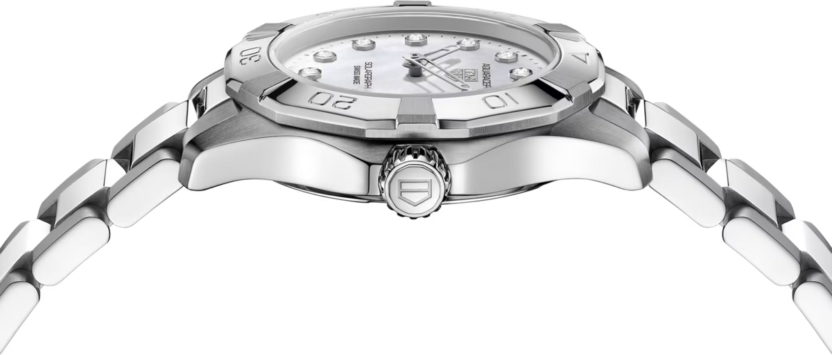 TAG Heuer Aquaracer 28mm Solargraph White Dial Silver Steel Watch