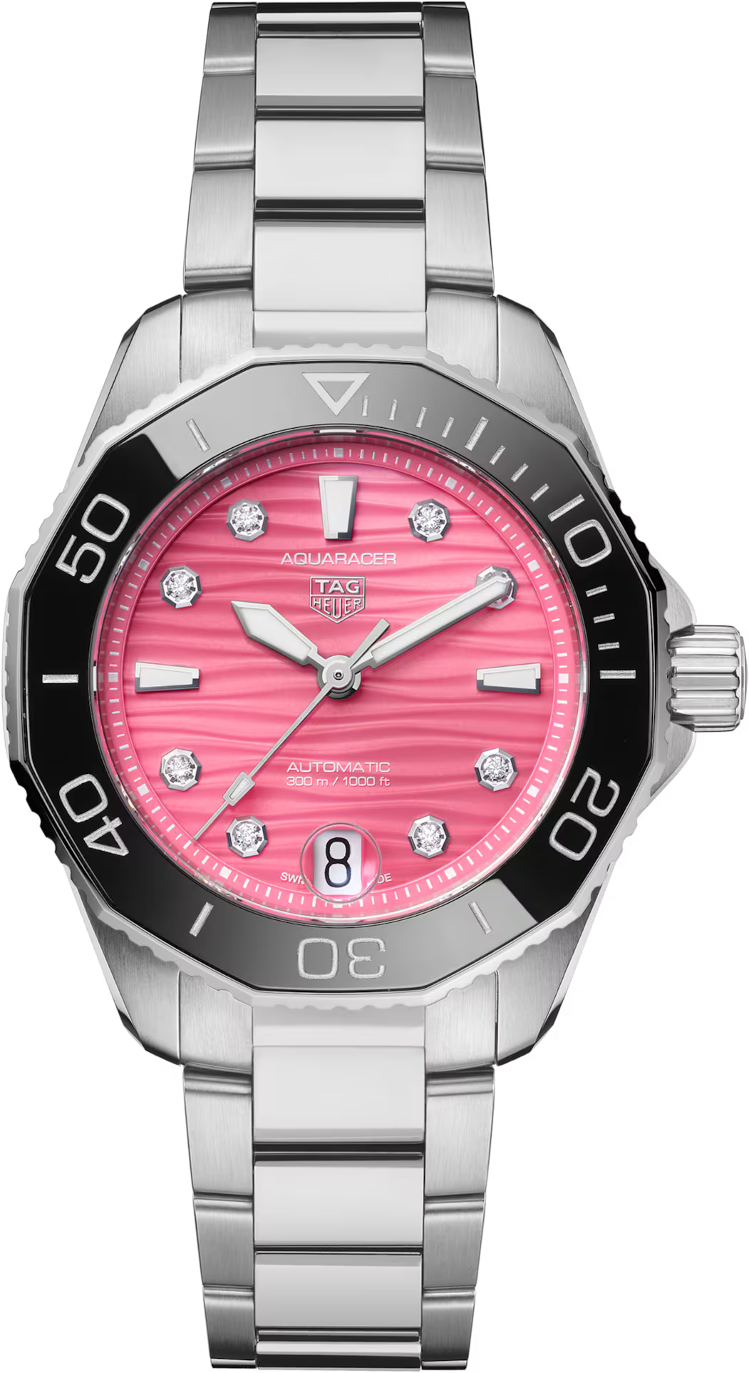TAG Heuer Aquaracer 36mm Automatic Pink Dial Silver Steel Watch