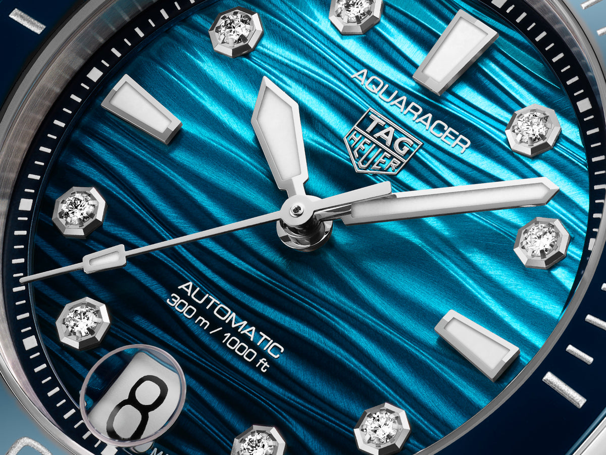 TAG Heuer Aquaracer 36mm Automatic Blue Sunray brushed Dial Silver Steel Watch