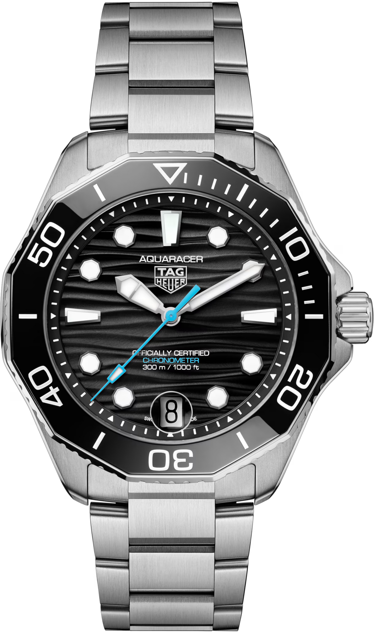 TAG Heuer Aquaracer 42mm Automatic Black Dial Silver Steel Watch