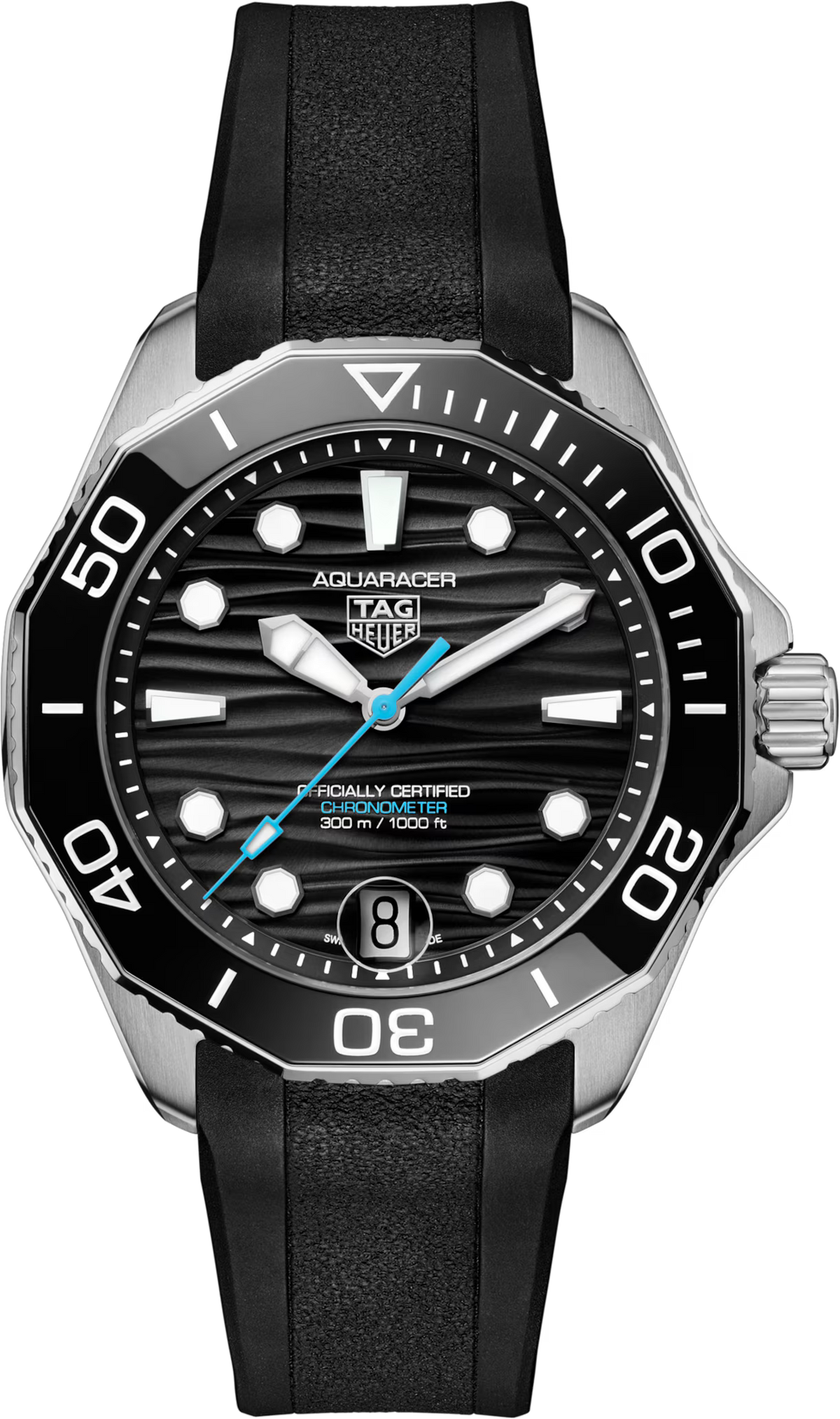 TAG Heuer Aquaracer 42mm Automatic Black Dial Black Rubber Watch