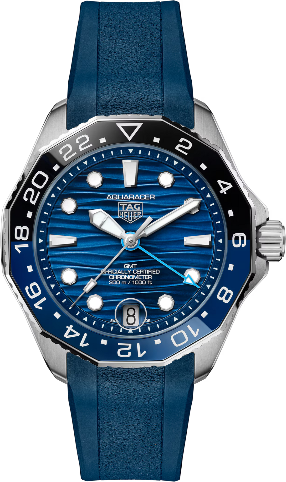 TAG Heuer Aquaracer 42mm Automatic Blue Sunray brushed Dial Blue Rubber Watch