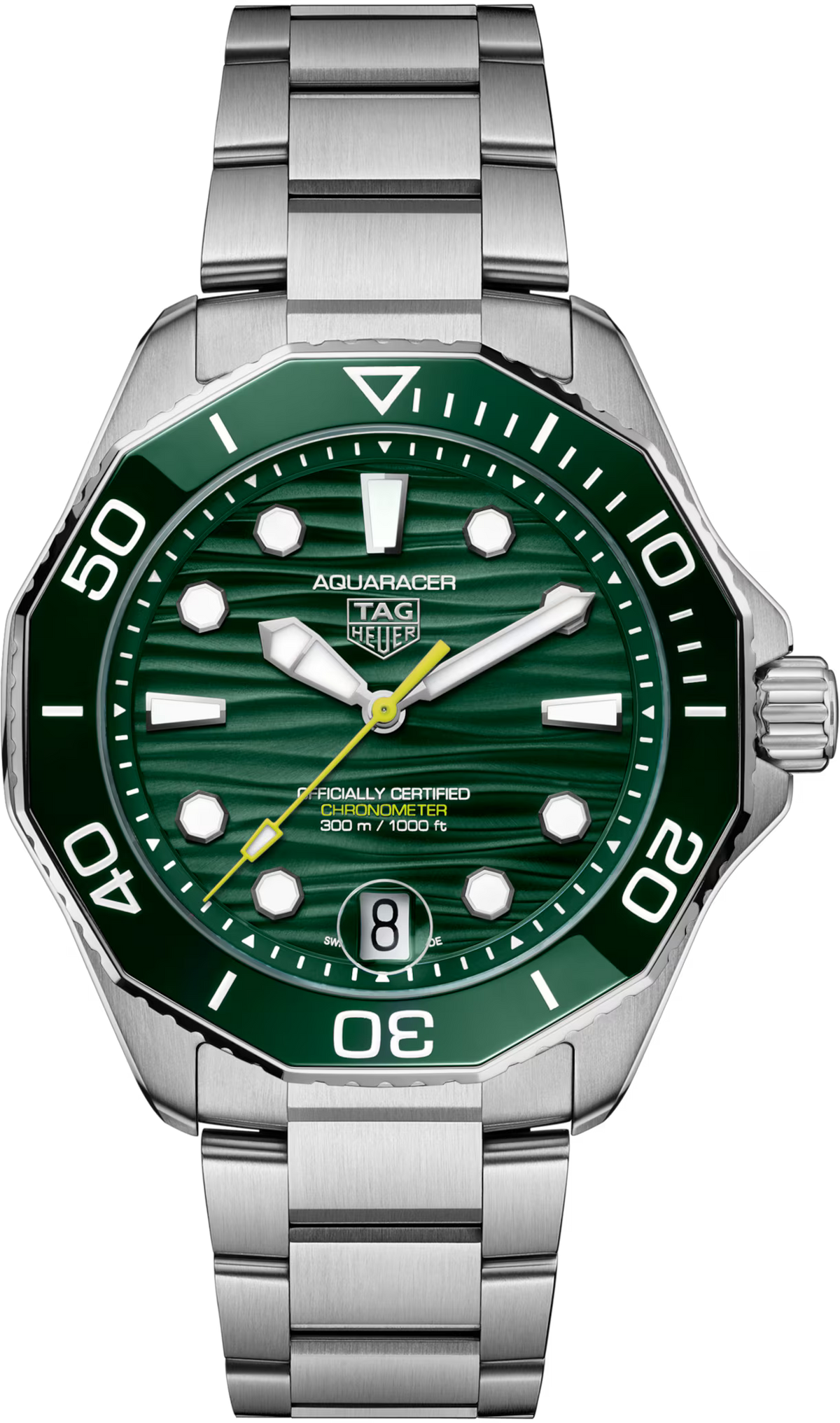 TAG Heuer Aquaracer 42mm Automatic Green Dial Silver Steel Watch