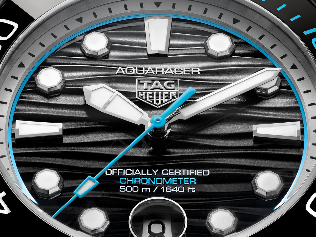 TAG Heuer Aquaracer 42mm Automatic Black & Grey Lacquered Dial Silver Titanium Watch