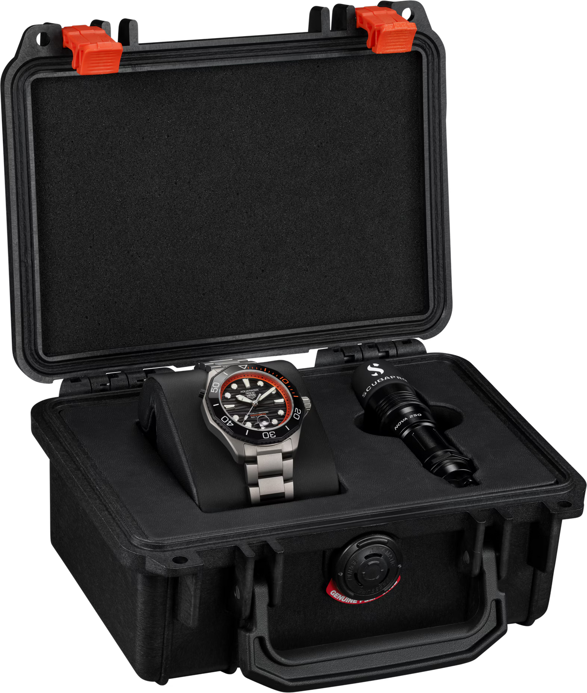 TAG Heuer Aquaracer 42mm Automatic Black & Orange Lacquered Dial Silver Titanium Watch