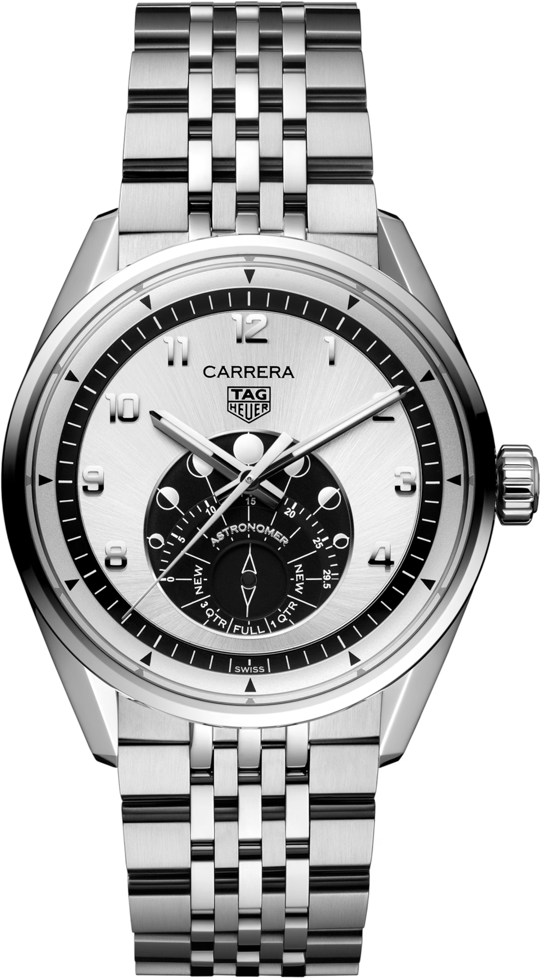 TAG Heuer Carrera 39mm Automatic Silver Sunray brushed Dial Silver Steel Watch