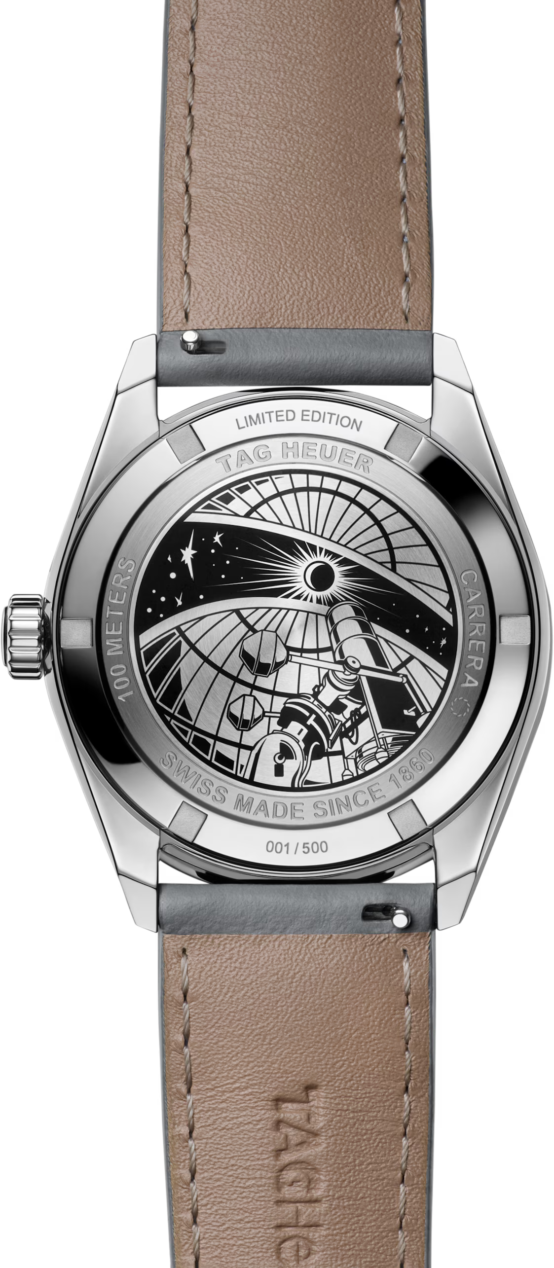 TAG Heuer Carrera 39mm Automatic Silver Sunray brushed Dial Grey Leather Watch