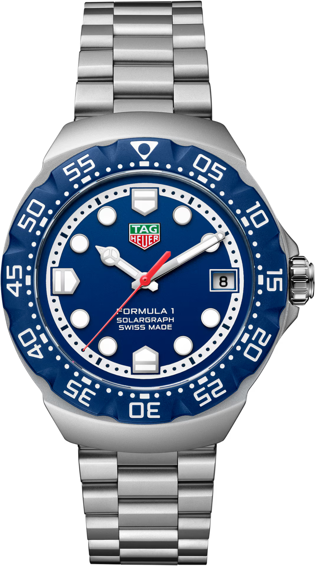 TAG Heuer Formula 1 38mm Solargraph Blue Opalin Dial Silver Steel Watch